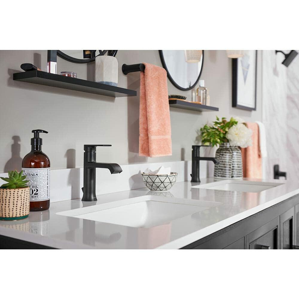 MOEN Genta 84760BL Single Handle Single Hole Bathroom Faucet in Matte Black