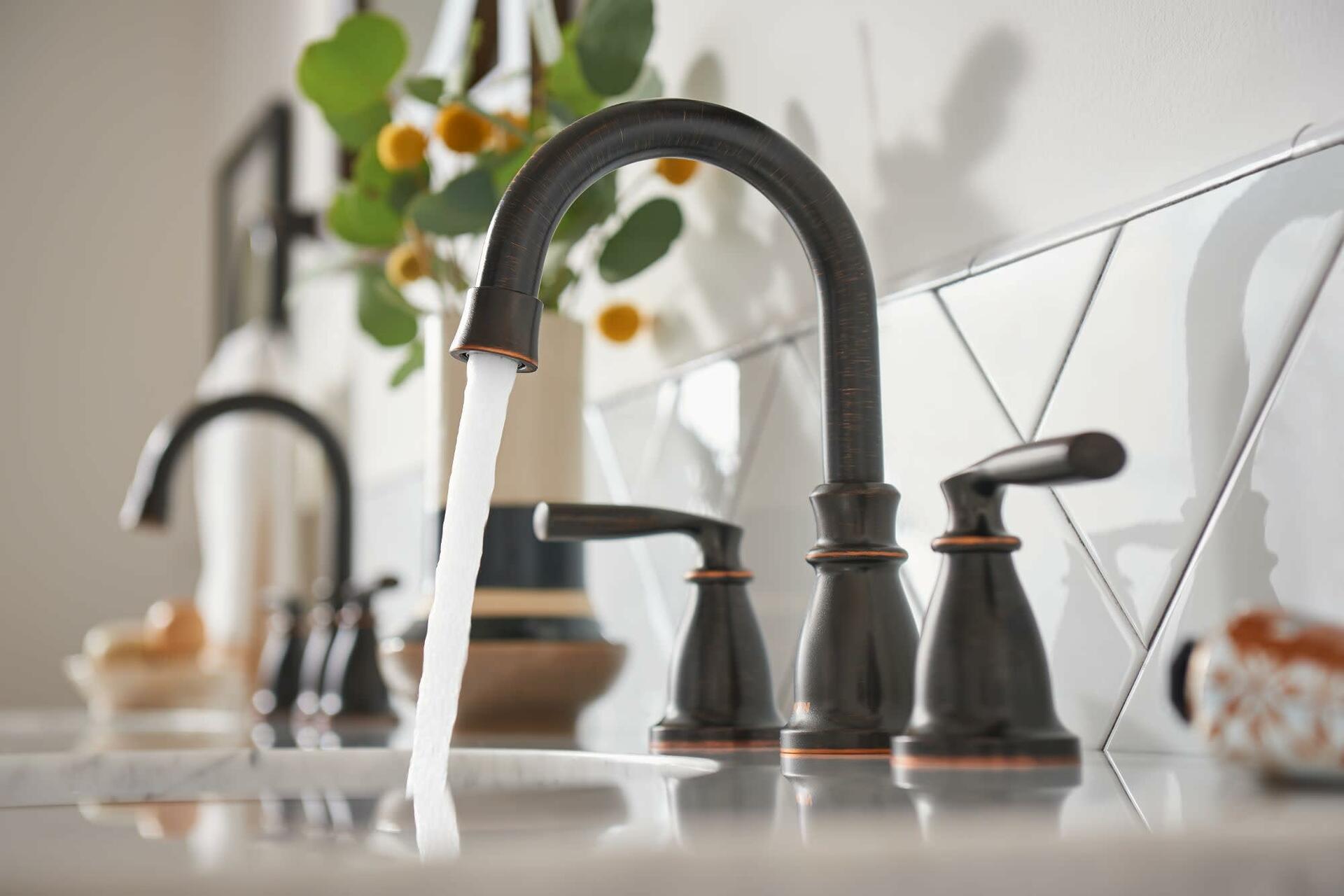 Moen Hilliard 84539BRB Widespread Bathroom Faucet with Pop-Up Drain Assembly and Duralock Technology