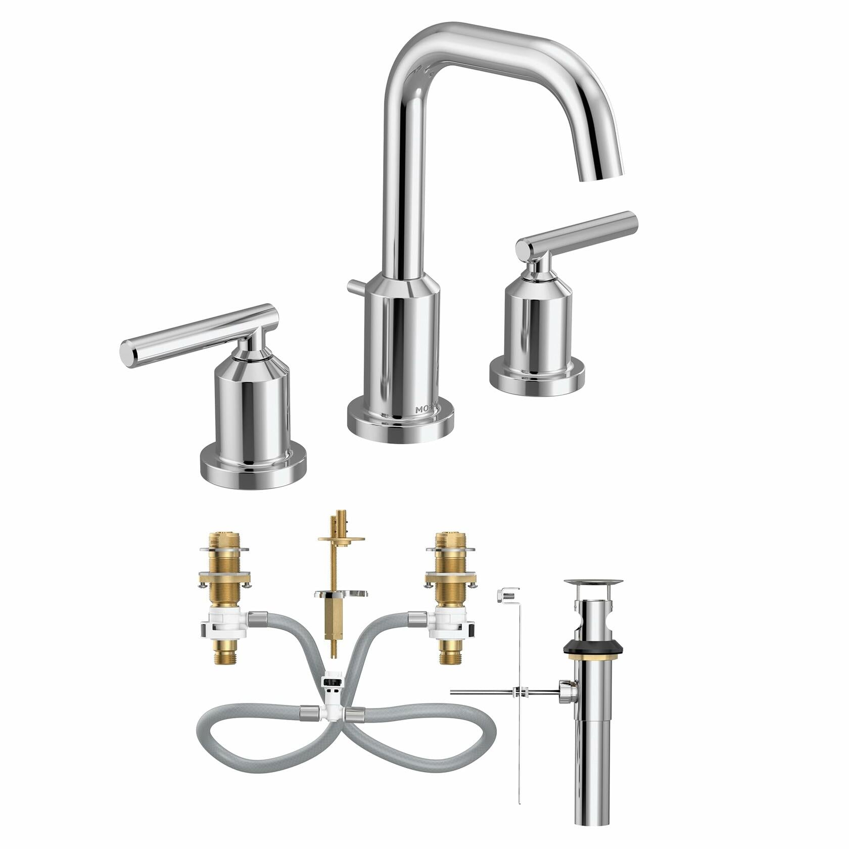 Moen Gibson TV6142 Two-Handle High Arc Widespread Bathroom Sink Faucet in Chrome (Valve Included)