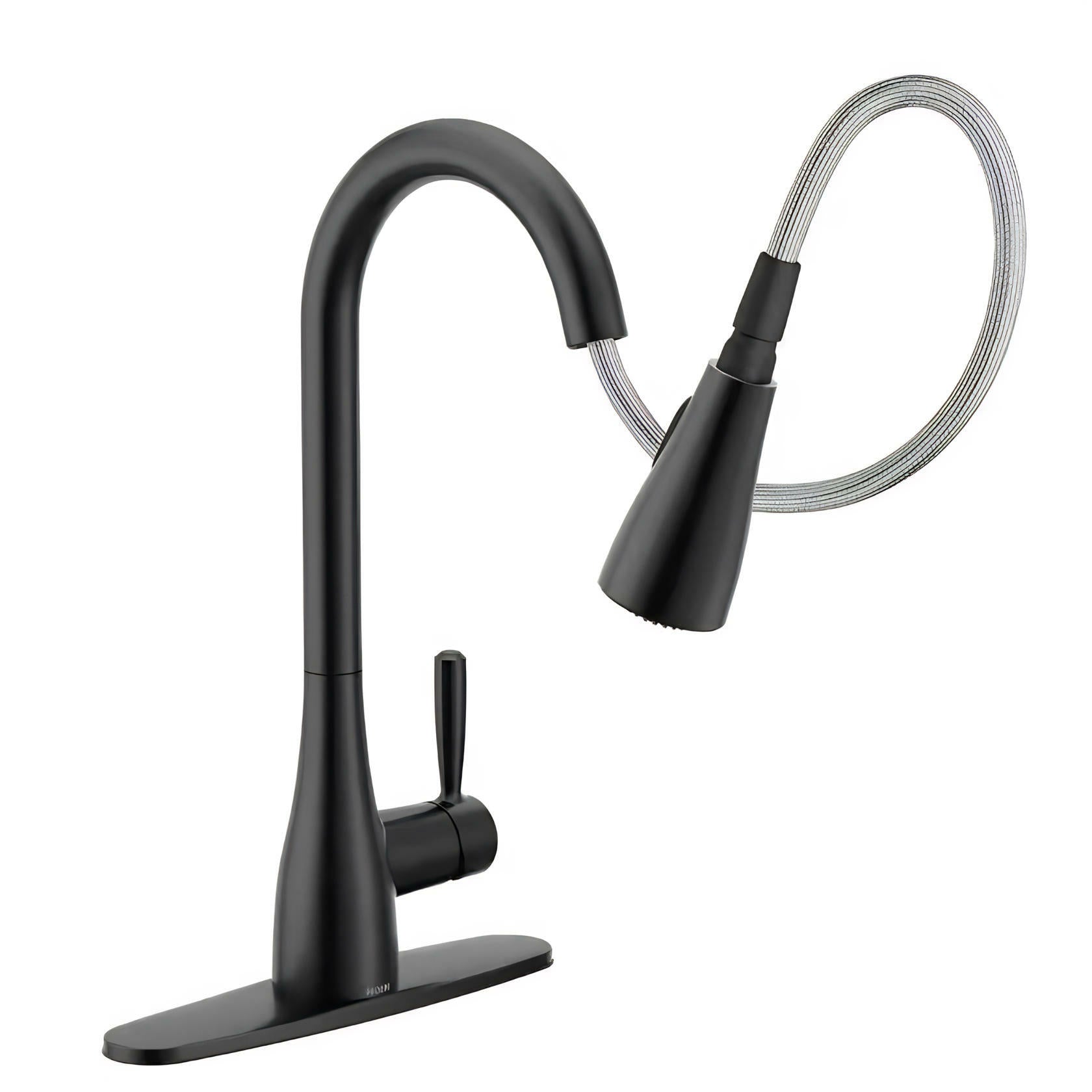 MOEN Doherty 87260BL Single Handle Pull-Down Sprayer Kitchen Faucet with Power Clean and Reflex in Matte Black
