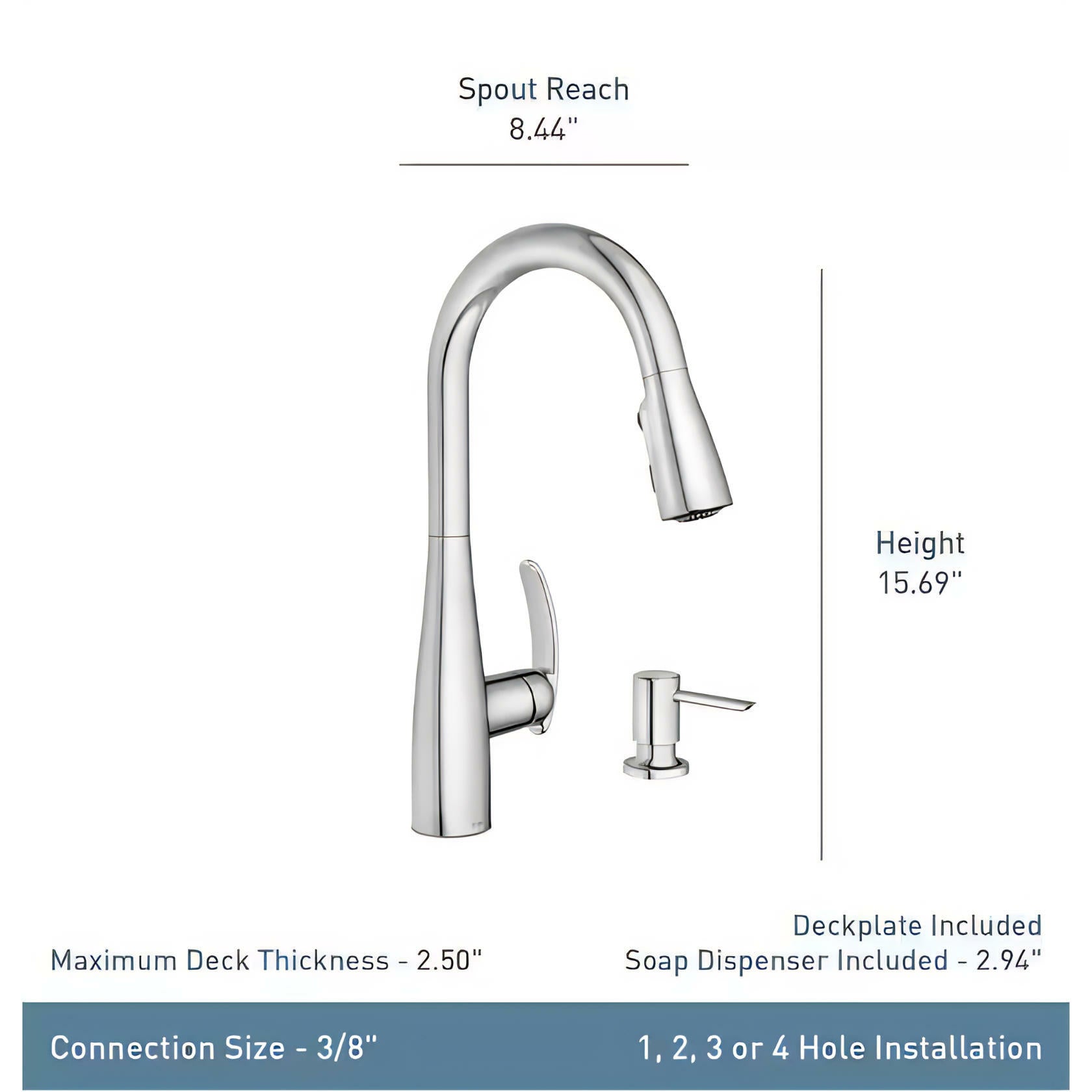 MOEN Reyes 87932SRS Single-Handle Pull-Down Sprayer Kitchen Faucet with Reflex and Power Clean in Spot Resist Stainless
