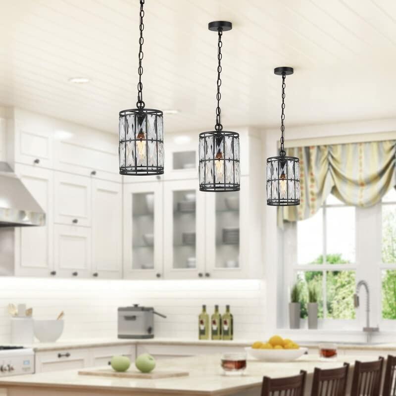 Overstock Aulia Modern Glam Black Single Pendant Crystal Glass Island Light for Dining Room - 5.5&