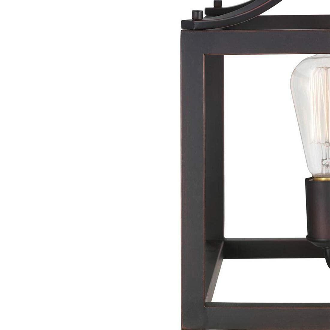 Hampton Bay Boswell Quarter Distressed Black Farmhouse Chandelier, 3-Light Pendant Chandelier/Fresh Three-Light Pendant/Vintage Bulbs to Enhance Features in Kitchen - Like New