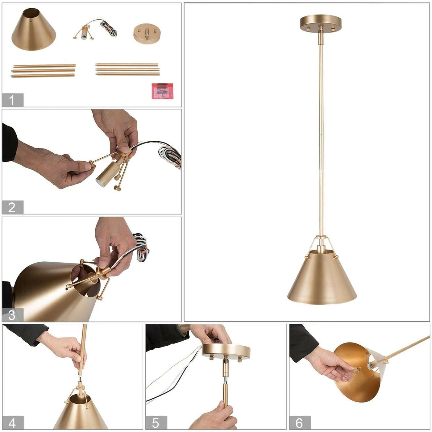 LNC MODERN ANTIQUE GOLD PENDANT LIGHT A04020 - Like New