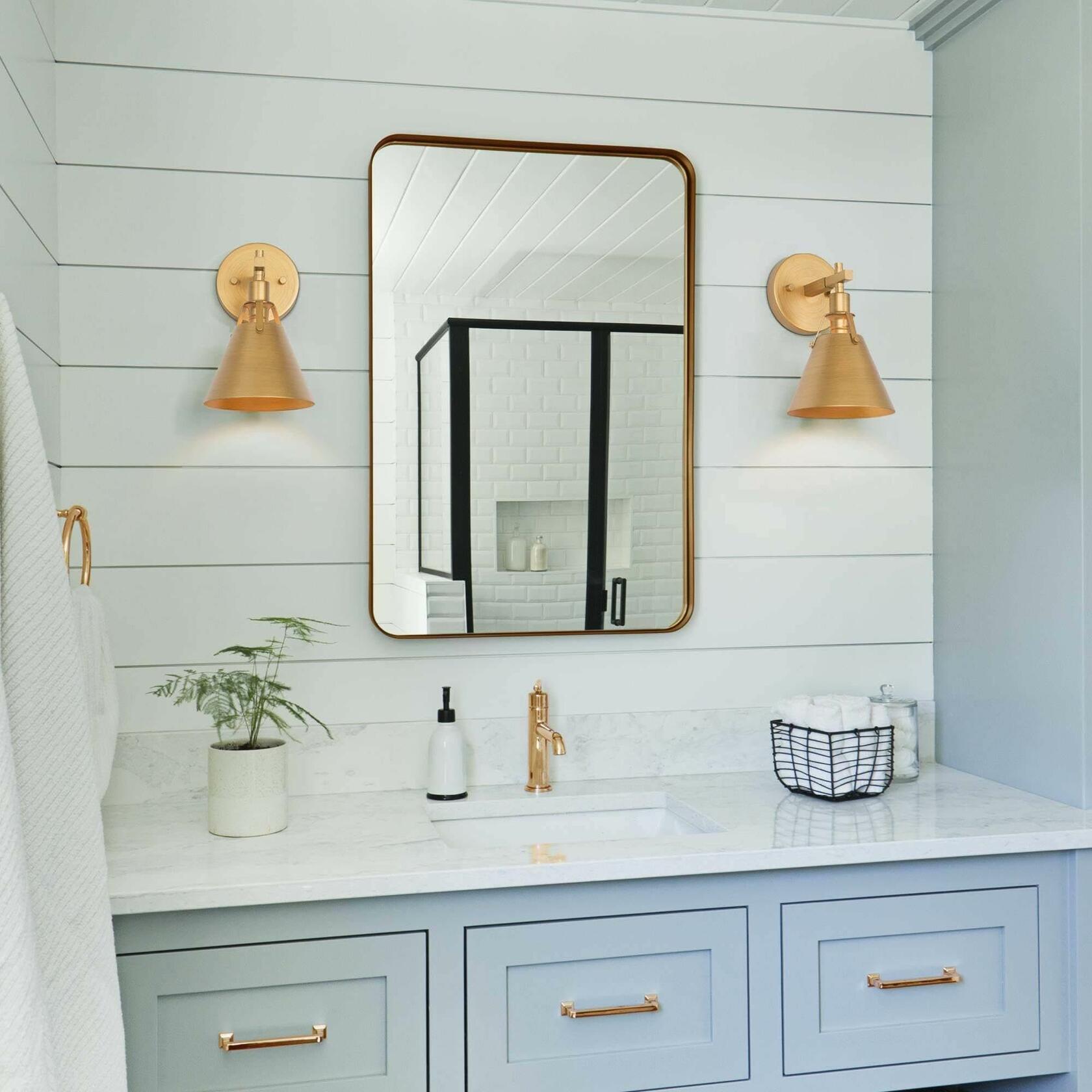 Gold Wall Sconce, Antique Farmhouse Sconces Wall Lighting, Modern Brass Wall Sconces for Bathroom, Bedrooms, Living Room, Kitchen - Like New