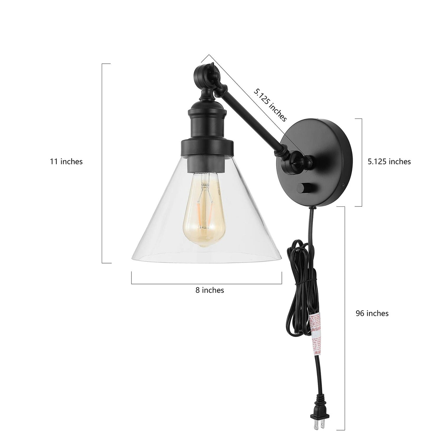 JONATHAN Y JYL7575A Cowie 8" Classic Industrial Iron/Glass Adjustable LED Contemporary Wall Sconce 2700K 4W Bulb for Entryway Lobby Kitchen Bathroom Bedroom Living Room, 1 Light, Oil Rubbed Bronze - Like New