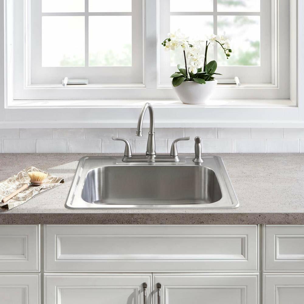 MOEN Brecklyn 87102SRS 2-Handle Standard Kitchen Faucet with Side Sprayer in Spot Resist Stainless