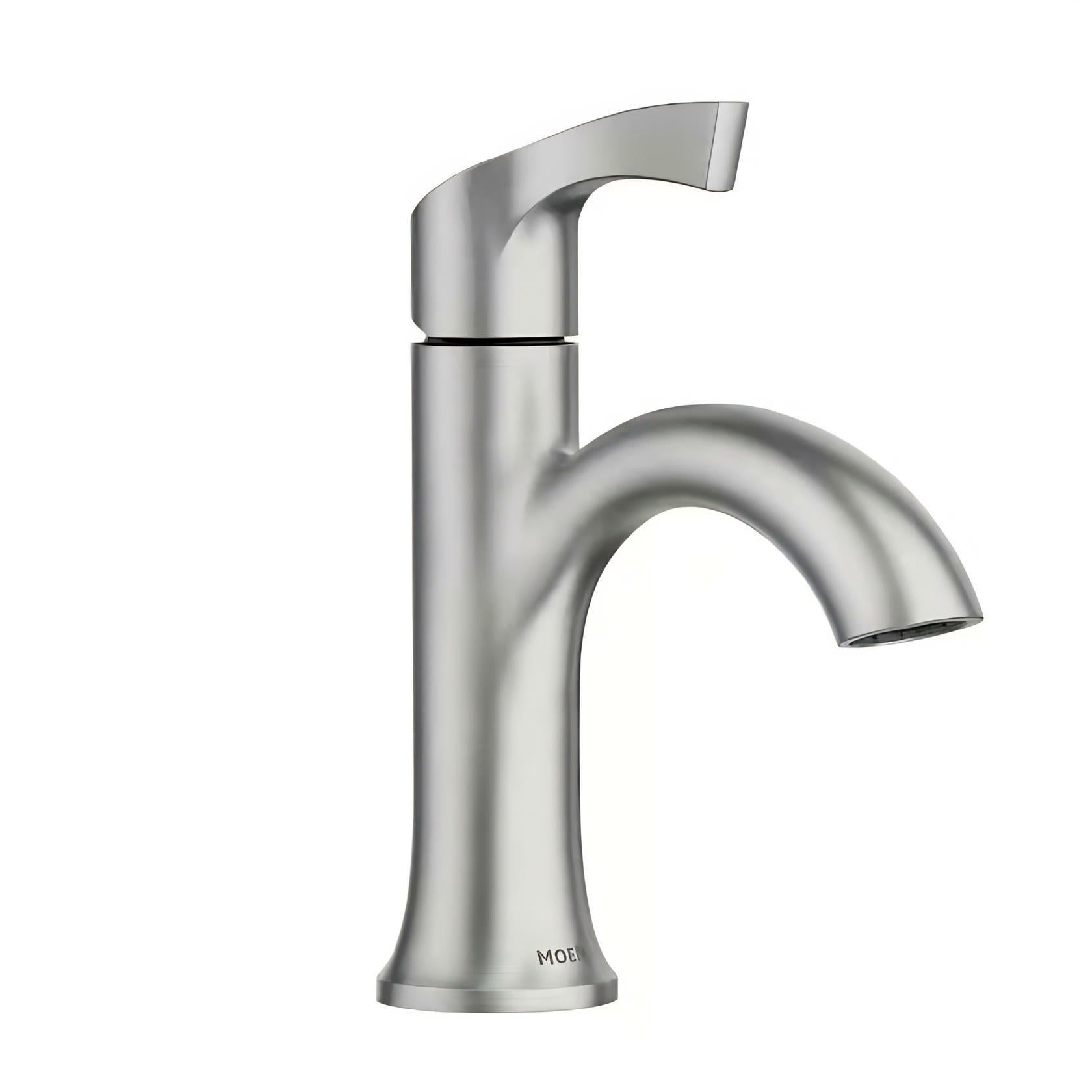 MOEN Korek 84466SRN Single Hole Single-Handle Bathroom Faucet with Deck Plate Included in Brushed Nickel
