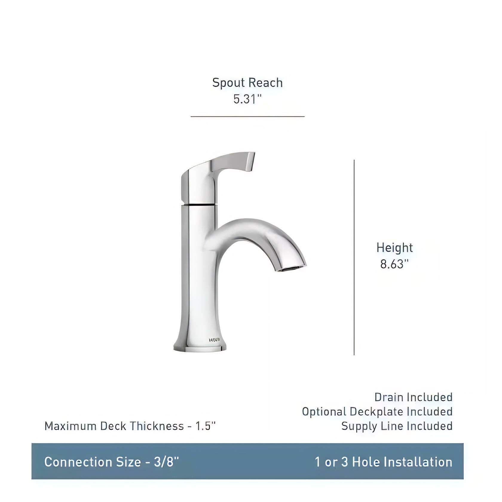 MOEN Korek 84466SRN Single Hole Single-Handle Bathroom Faucet with Deck Plate Included in Brushed Nickel