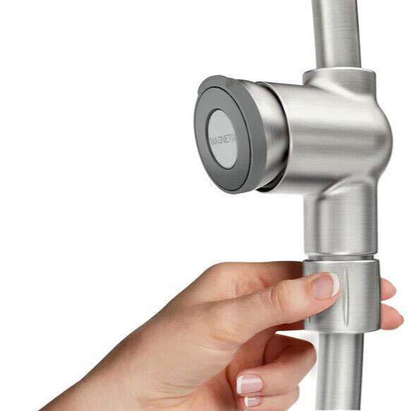 MOEN Attract 28586SRN with Magnetix 6-Spray Patterns 6.75 in. Wall Mount Dual Shower Heads with Slidebar in Spot Resist Brushed Nickel