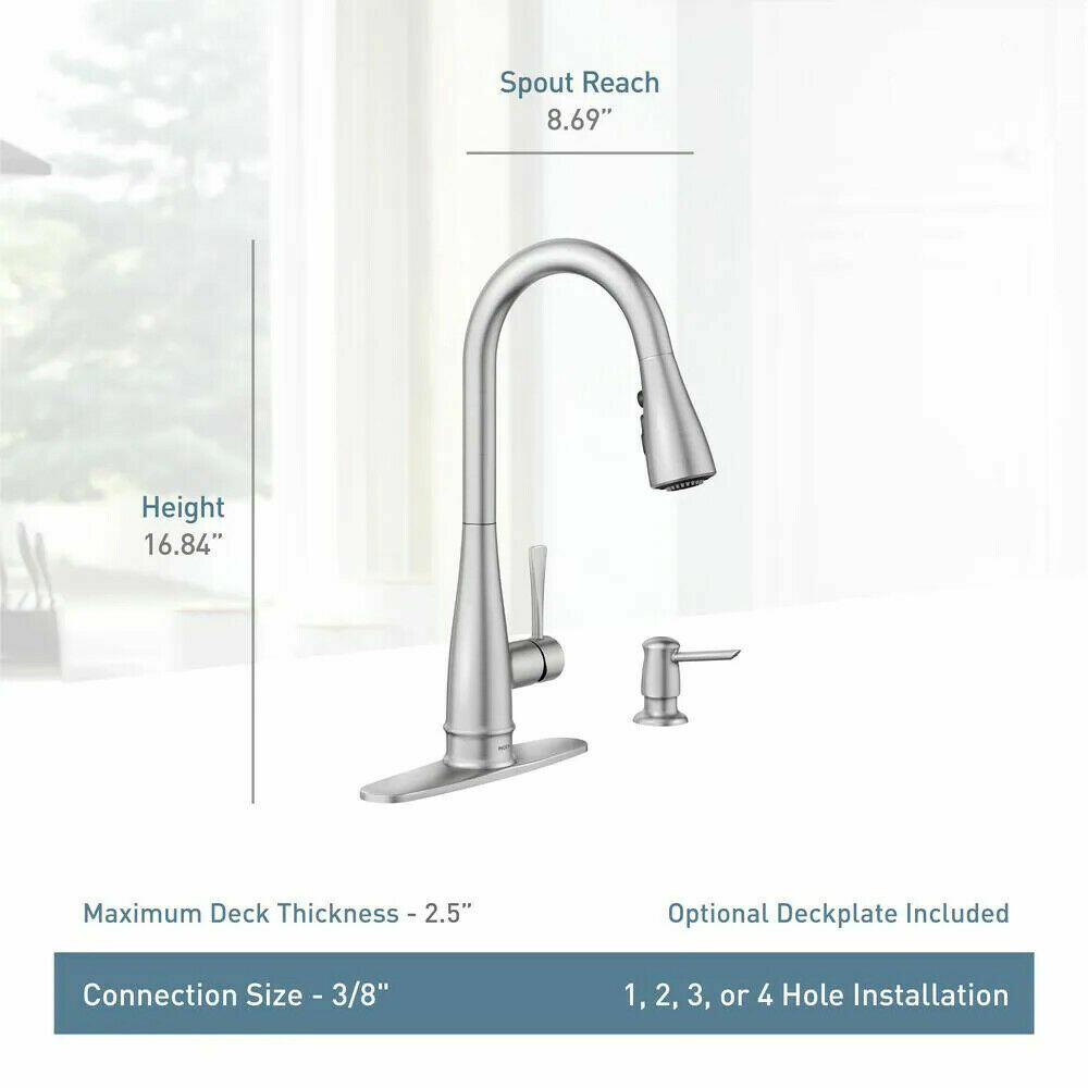 MOEN Birchfield 87205SRS Single-Handle Pull-Down Sprayer Kitchen Faucet with Reflex and PowerBoost in Spot Resist Stainless