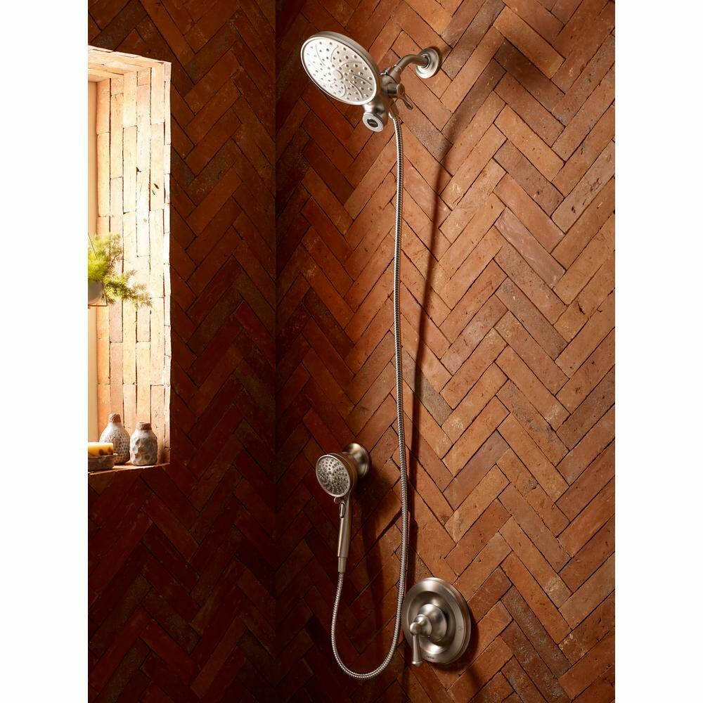 MOEN Brecklyn 82611SRN Single Handle 6-Spray Tub Shower Faucet w/ Magnetix Rainshower in Spot Resist Brushed Nickel (Valve Included)