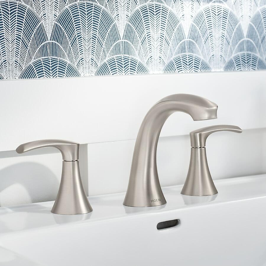 MOEM Graeden 84138SRN Two Handle Widespread Bathroom Sink Faucet in Spot Resist Brushed Nickel