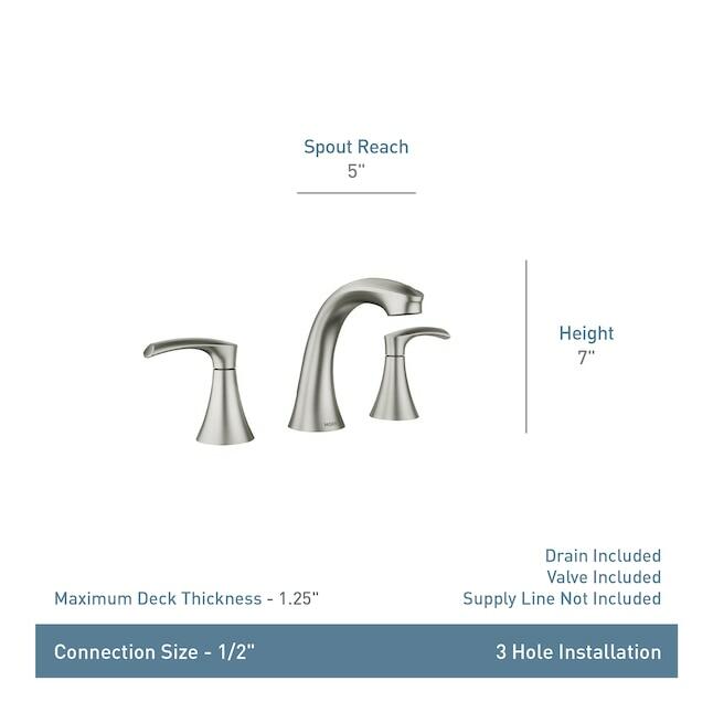 MOEM Graeden 84138SRN Two Handle Widespread Bathroom Sink Faucet in Spot Resist Brushed Nickel