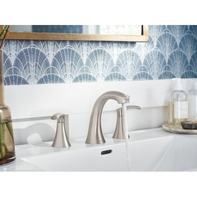 MOEM Graeden 84138SRN Two Handle Widespread Bathroom Sink Faucet in Spot Resist Brushed Nickel
