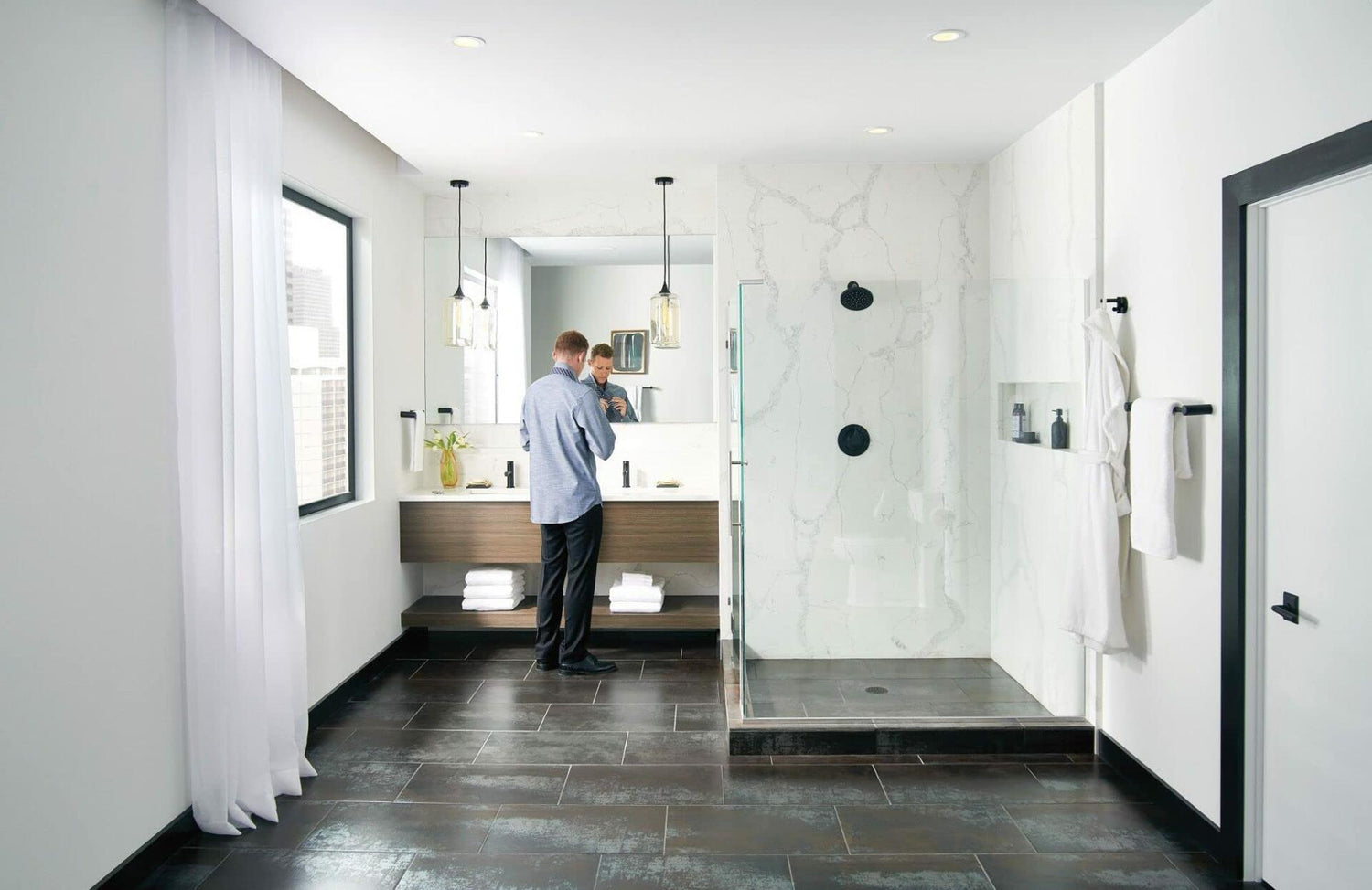Moen S176EP15BL Eco-Performance One-Function 6-3/4" Diameter Spray Head Rainshower in Matte Black
