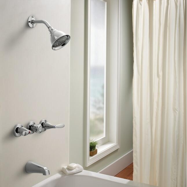 MOEN Adler 82663 3-handle Single function 4-in Round Bathtub and shower Faucet in Chrome (Valve Included)