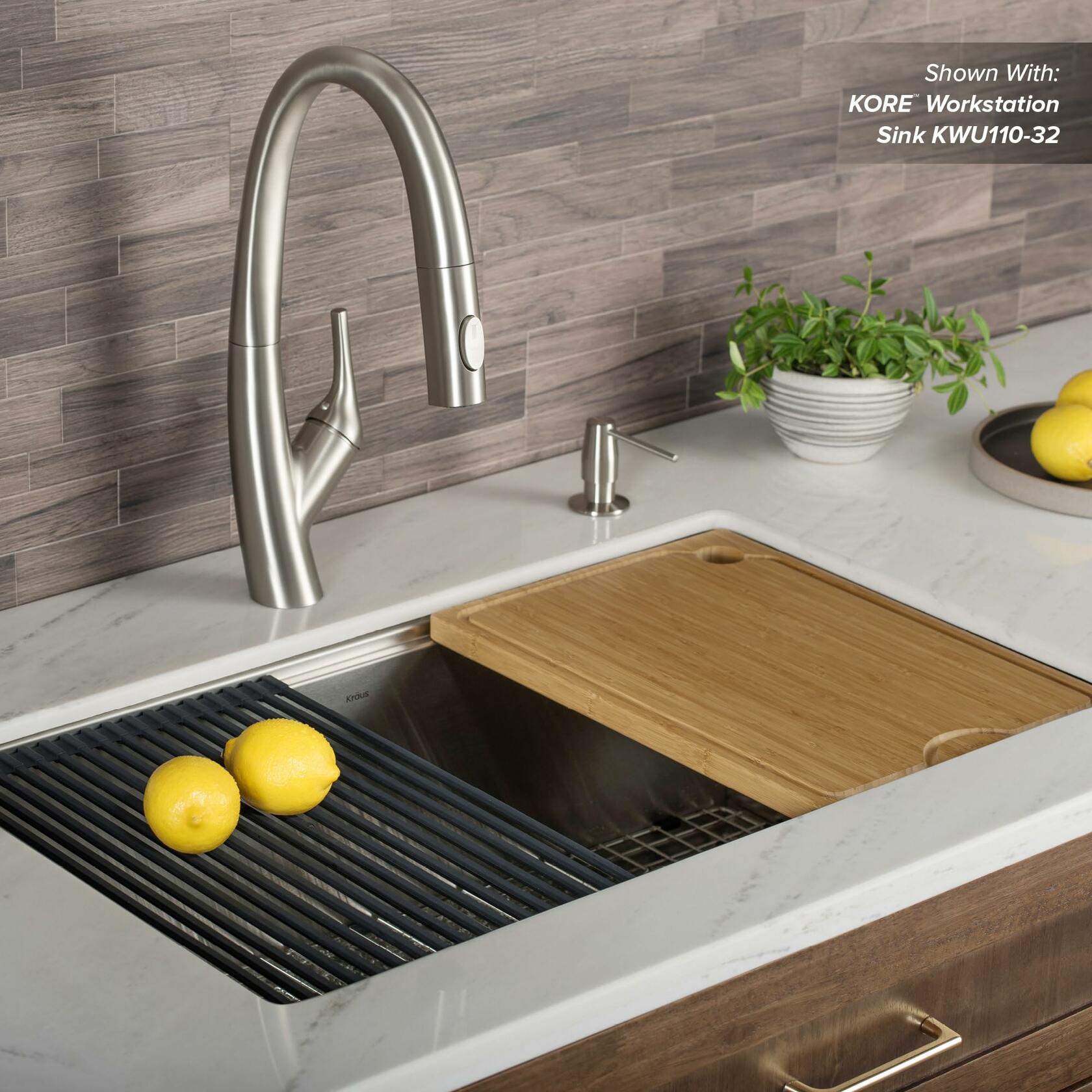 Kraus Kore Solid Bamboo Cutting Board for Workstation Kitchen Sink (16 3/4 in. x 12 in.), KCB-WS103BB