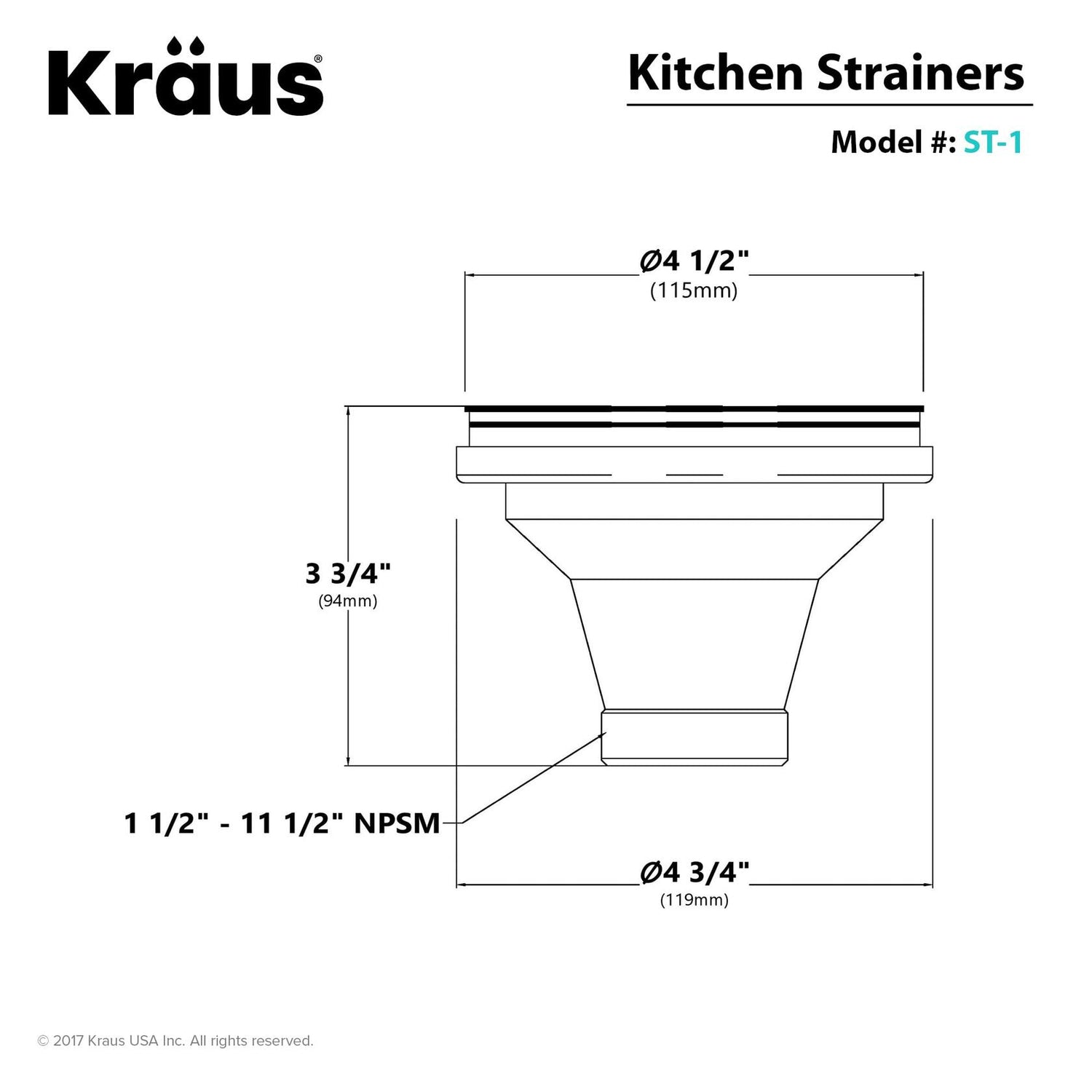 KRAUS Stainless Steel Strainer, ST-1
