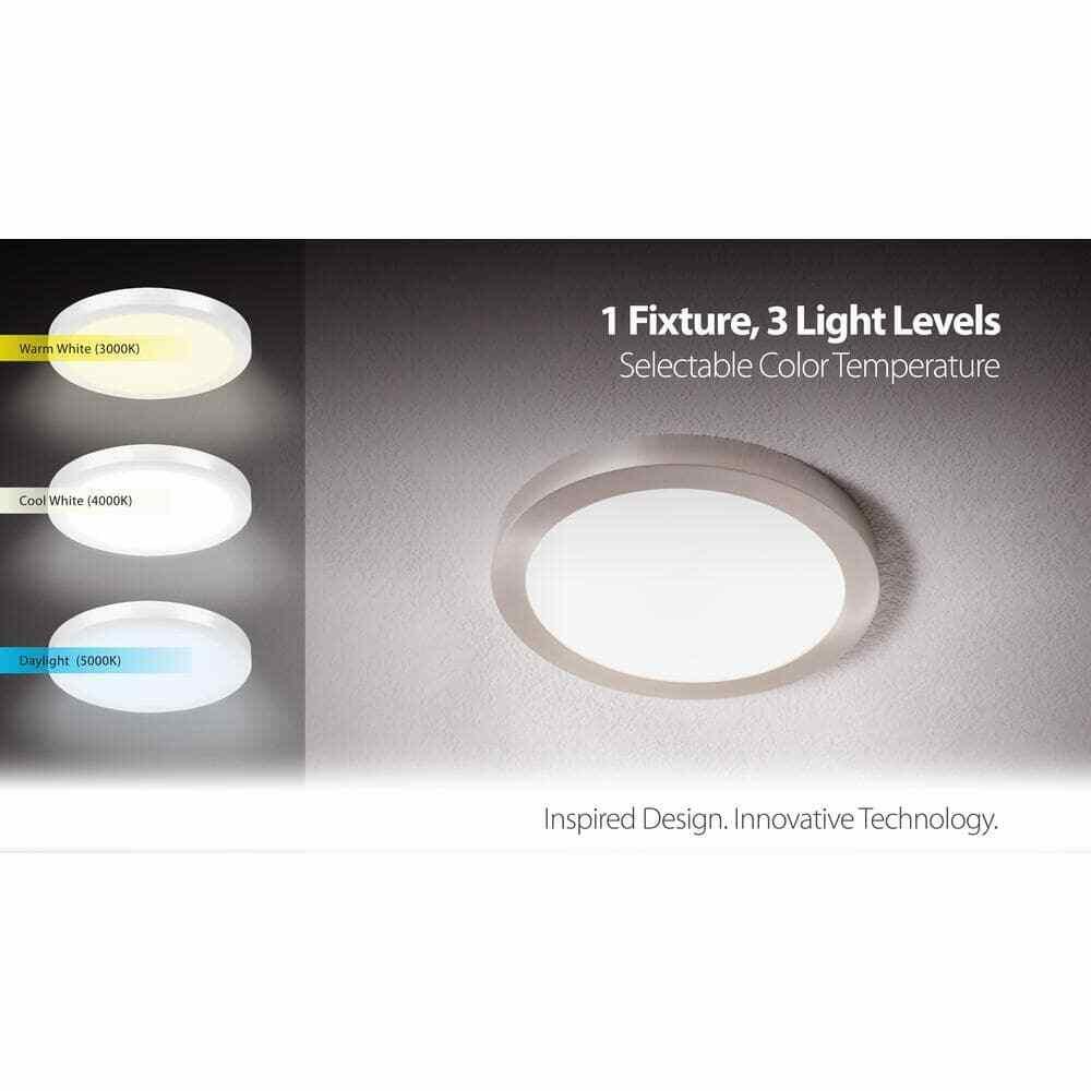 Commercial Electric 15 in. 22.5-Watt White Integrated LED 1650 Lumens Edge-Lit Round Flat Panel Flush Mount Ceiling Light w/Color Changing