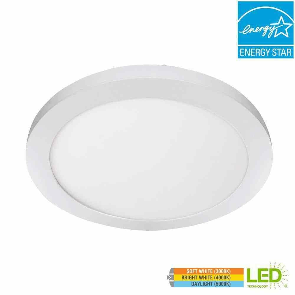 Commercial Electric 15 in. 22.5-Watt White Integrated LED 1650 Lumens Edge-Lit Round Flat Panel Flush Mount Ceiling Light w/Color Changing