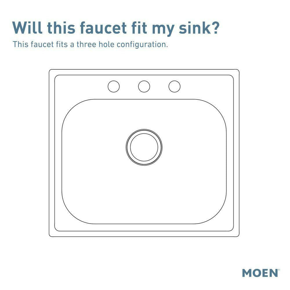 MOEN Adler 87203 Single-Handle Low Arc Kitchen Faucet with in Deck Side Sprayer in Chrome