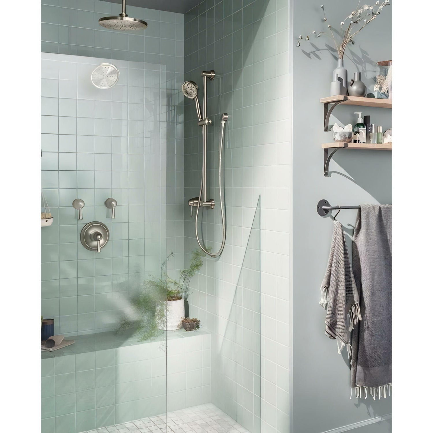 MOEN 3667EPNL 4-Spray Eco-Performance Handheld Handshower with Slide Bar in Polished Nickel