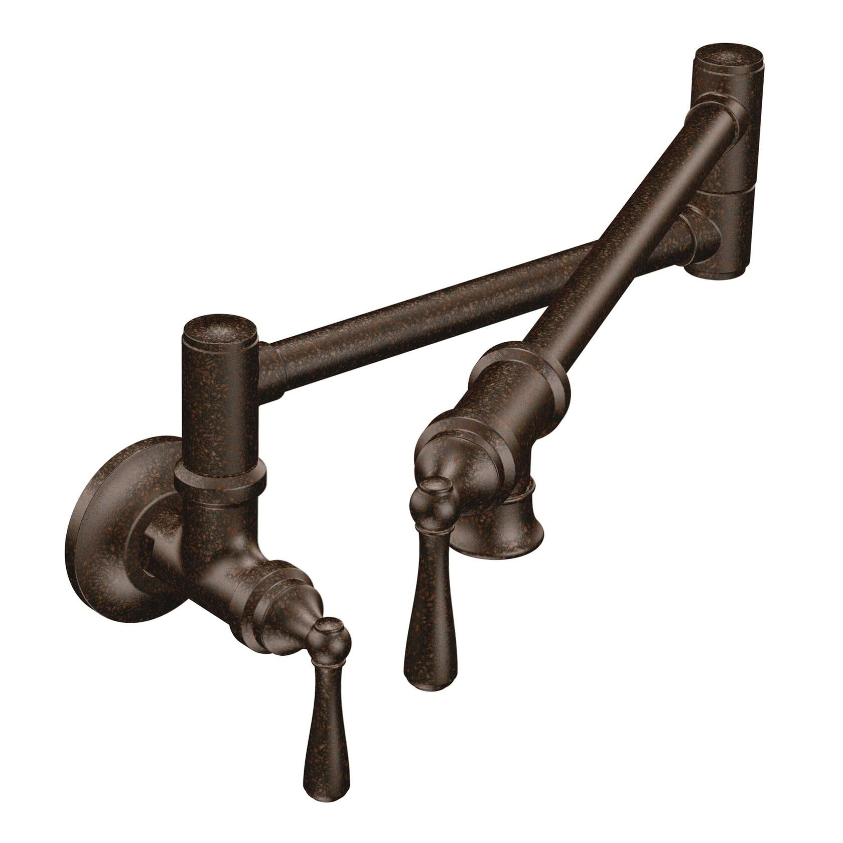 MOEN Modern S664ORB Wall Mount Swing Arm Folding Pot Filler, Double Jointed Kitchen Faucet in Oil Rubbed Bronze