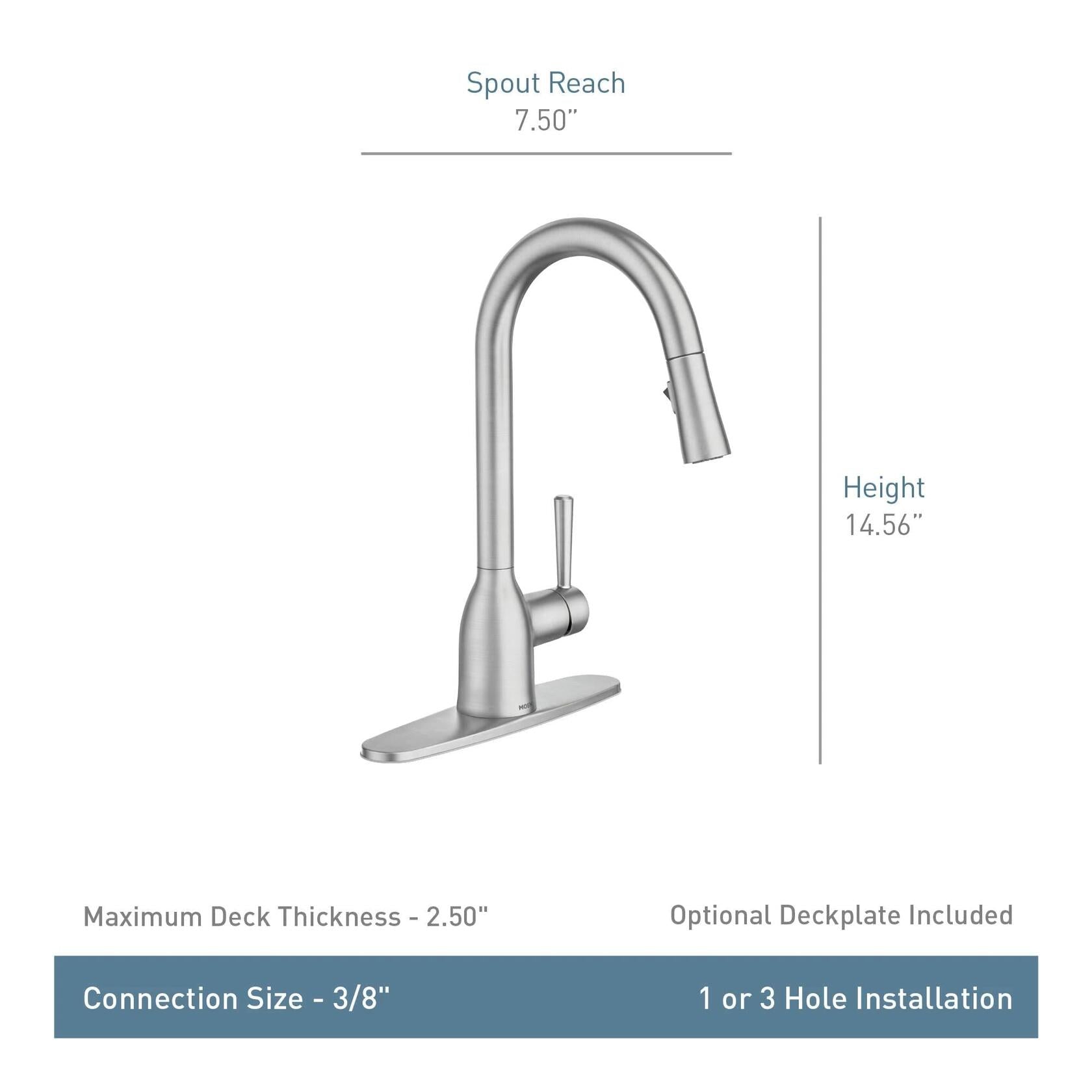 MOEN Adler 87233 Single-Handle Pull-Down Sprayer Kitchen Faucet with Power Clean and Reflex in Chrome