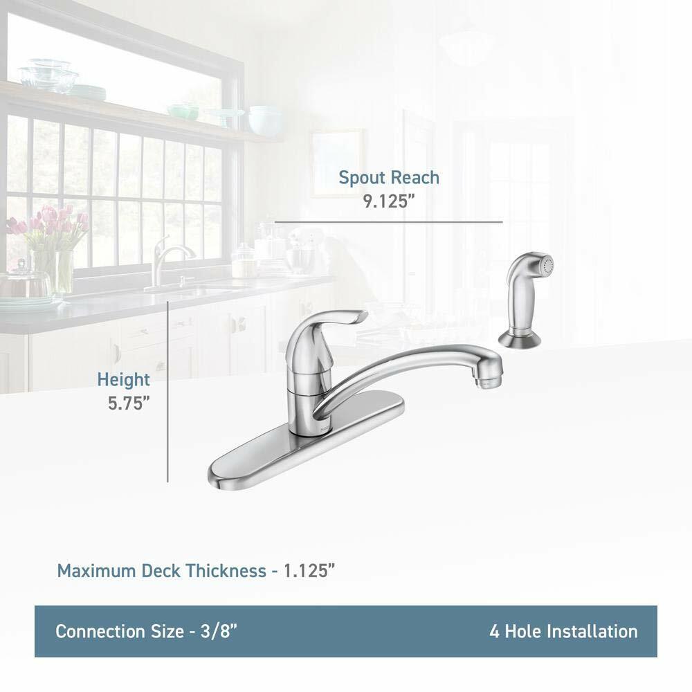 MOEN Adler 87202SRS Single-Handle Low Arc Standard Kitchen Faucet with Side Sprayer in Spot Resist Stainless