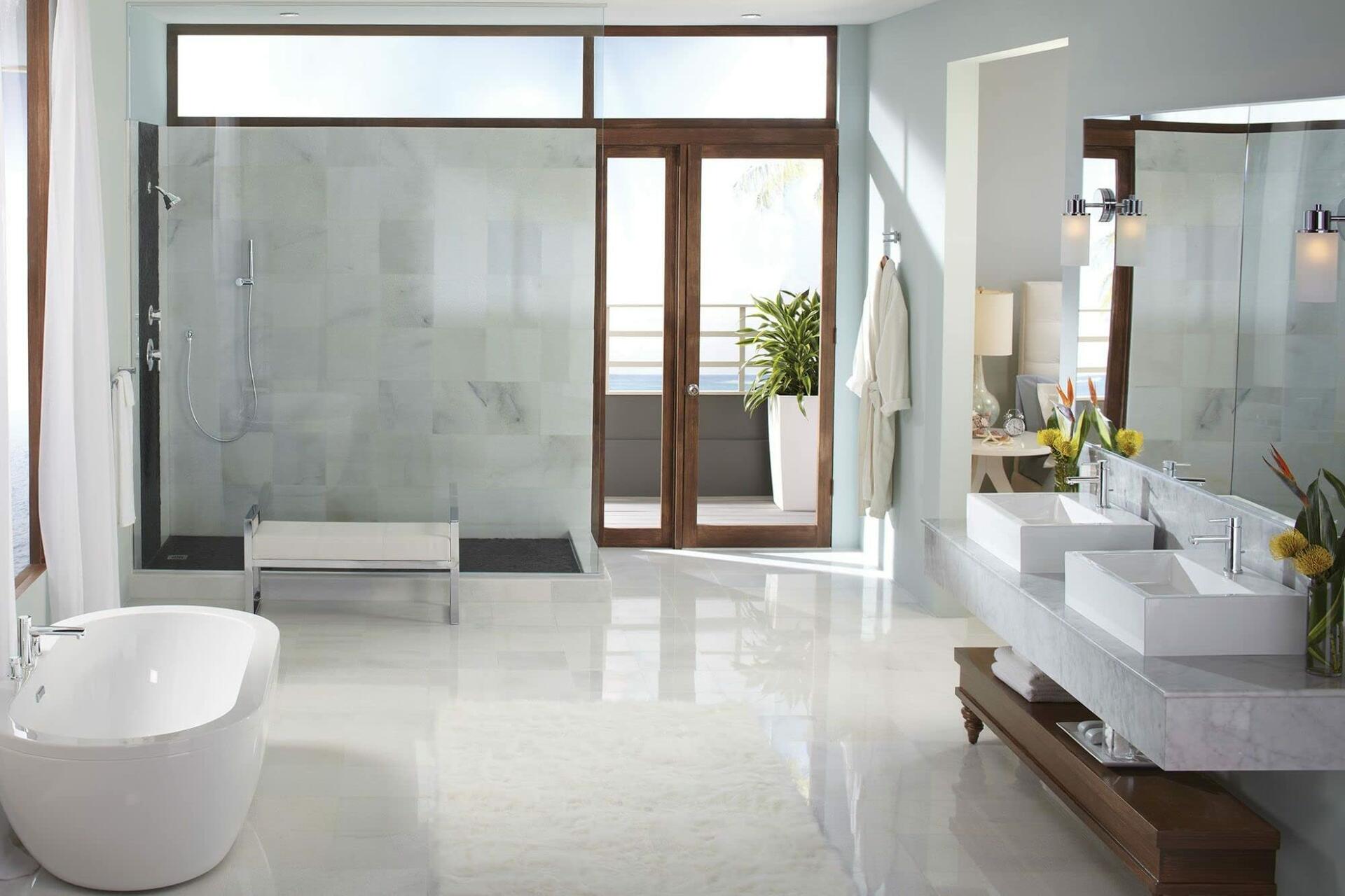 MOEN Align T393 Two Handle Deck Mount Modern Roman Tub Faucet Trim Kit in Chrome (Valve Required)