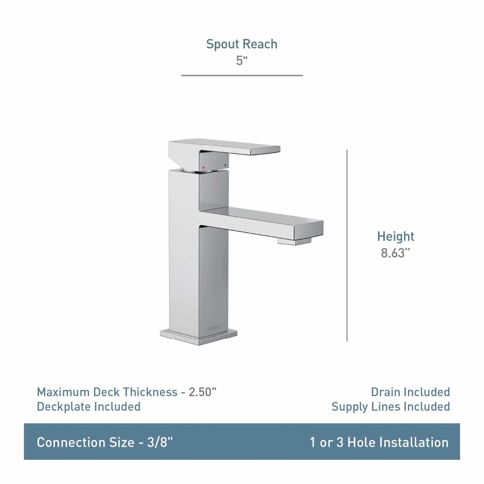 MOEN Revyl 84771SRN Single Hole Single Handle Bathroom Faucet in Spot Resist Brushed Nickel