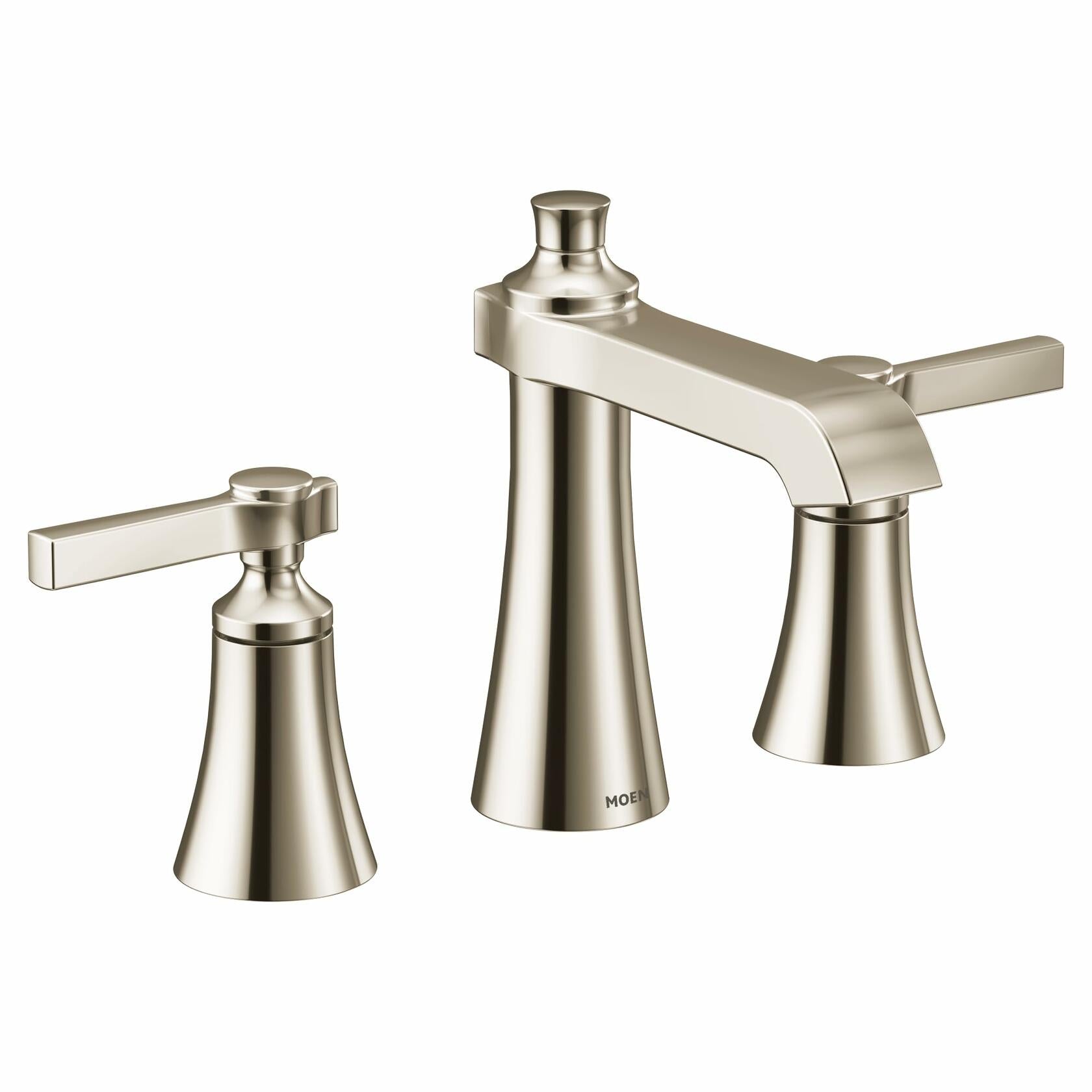 Moen TS6984NL Flara Two-Handle 8 in. Widespread Lever Handle Bathroom Faucet Trim Kit, Valve Required, Polished Nickel