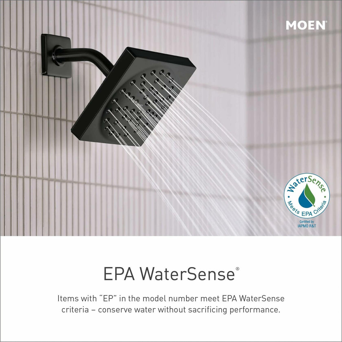 MOEN Isabel S1311EPBL Eco-Performance Two-Function Showerhead with Immersion Rain Shower Technology, 8-Inch in Matte Black