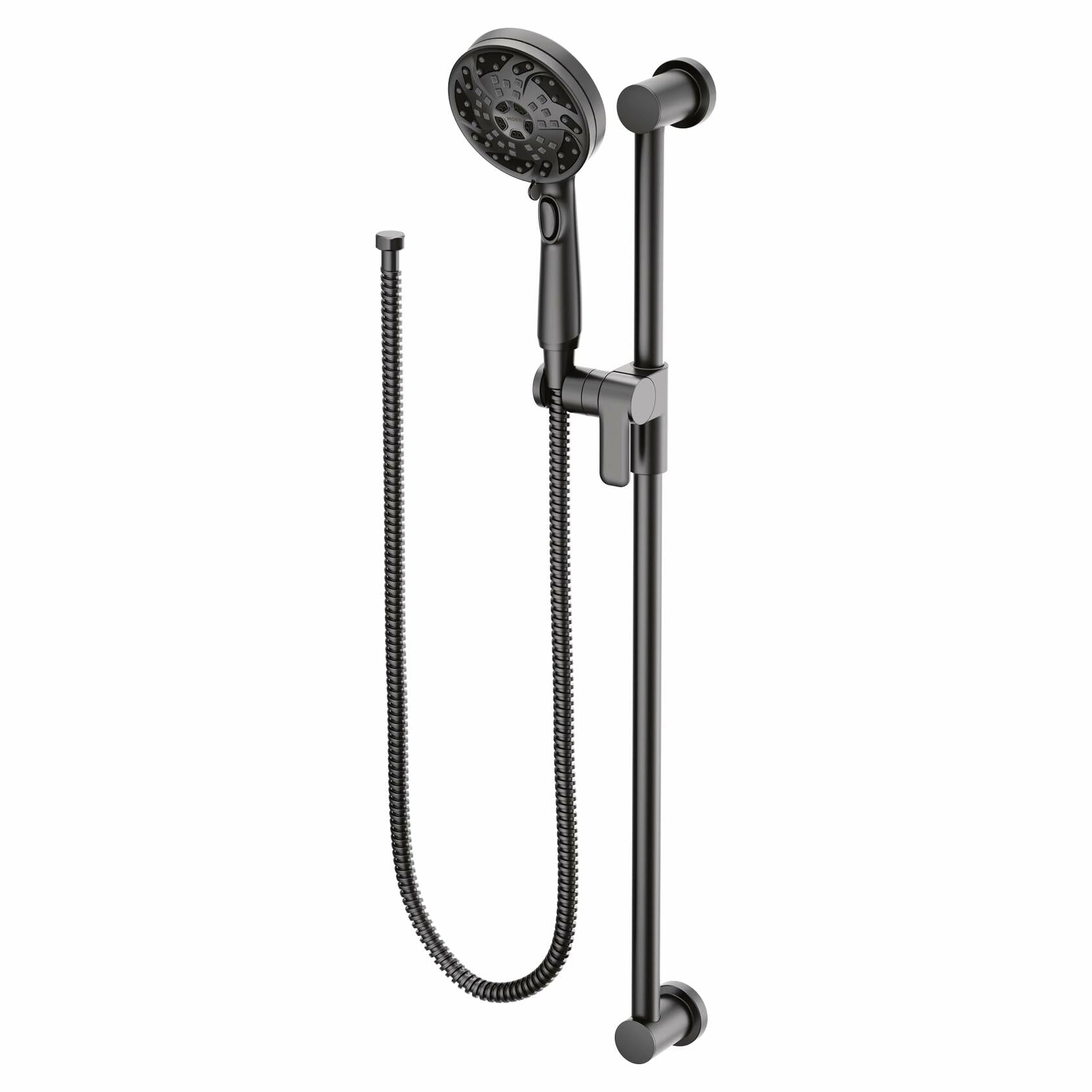 MOEN 3670EPBL 5-Function Massaging Handshower with Toggle Pause, Includes 30-Inch Slide Bar and 69-Inch Hose in Matte Black