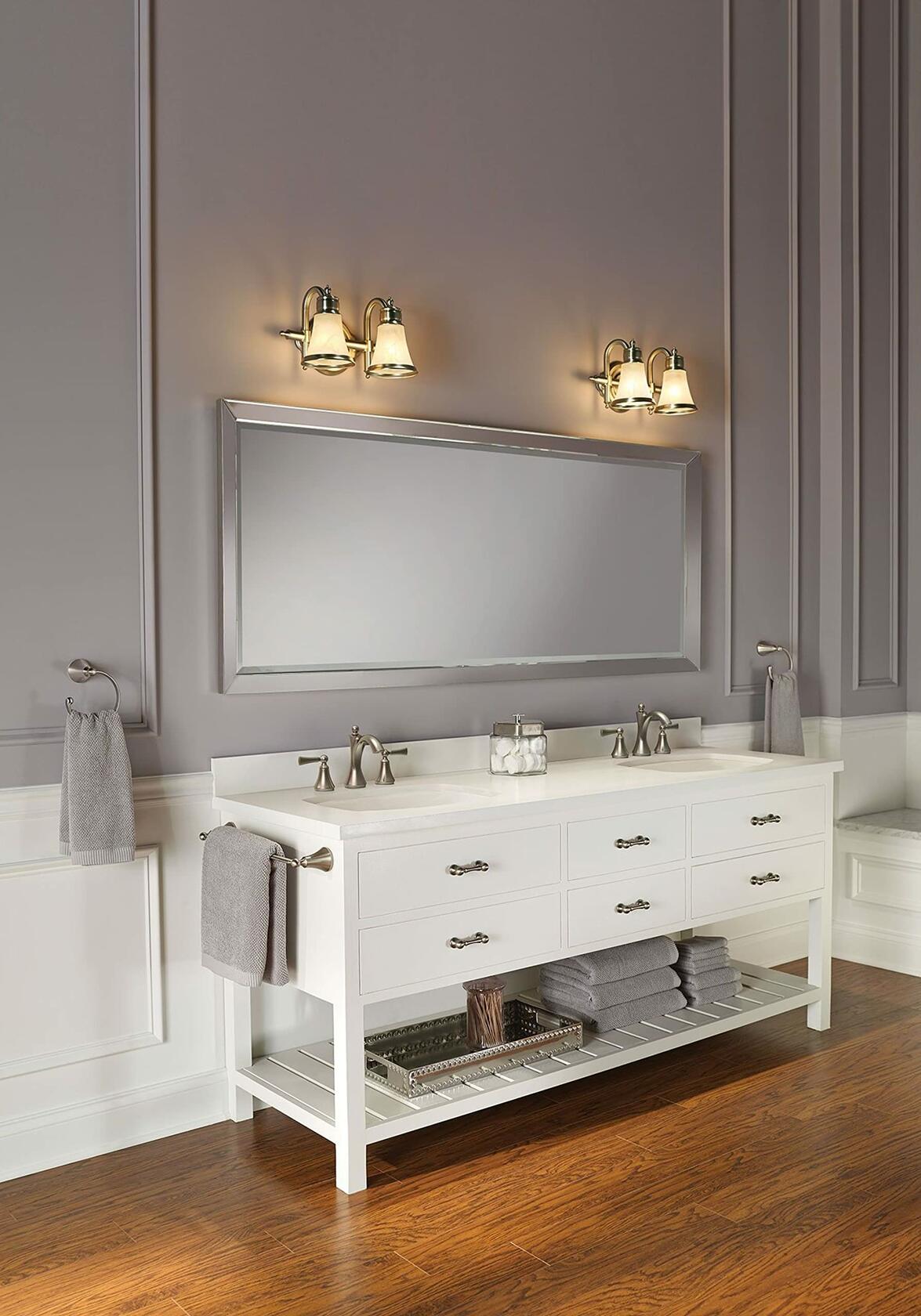 MOEN Wynford T4520BN Two-Handle Widespread High-Arc Bathroom Faucet with Lever Handles in in Brushed Nickel (Valve Required)