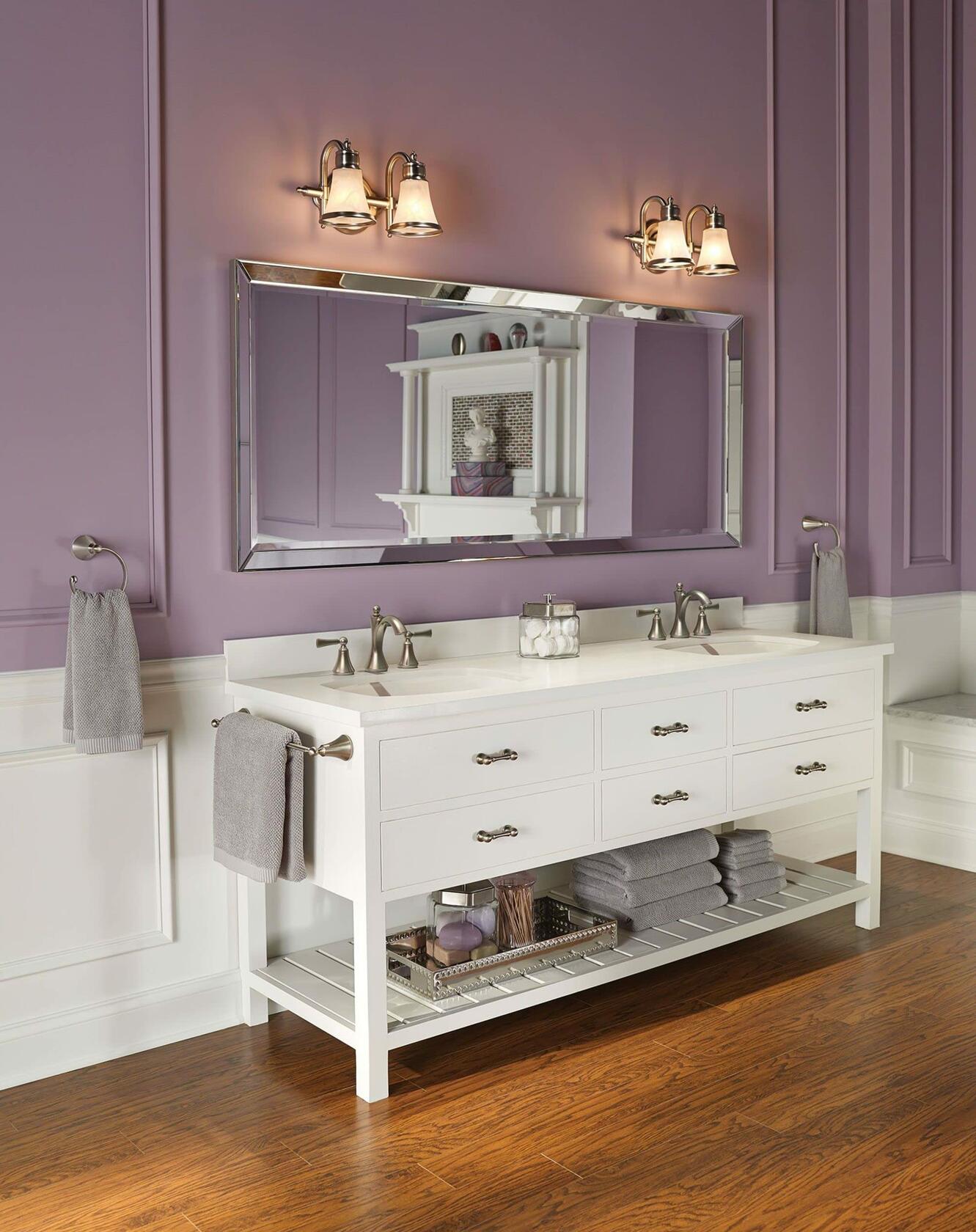 MOEN Wynford T4520BN Two-Handle Widespread High-Arc Bathroom Faucet with Lever Handles in in Brushed Nickel (Valve Required)