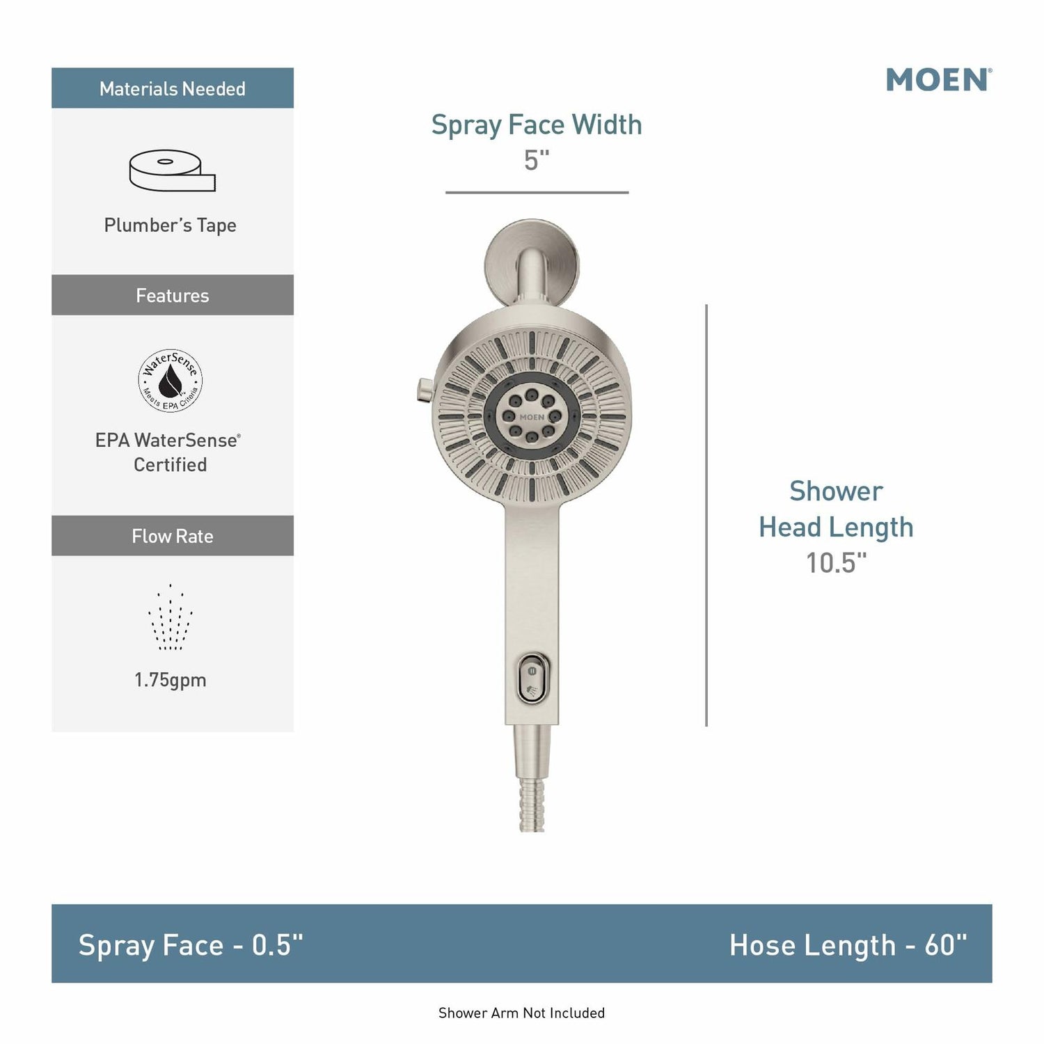 MOEN 230H2EP Handheld Eco-Performance and Magnetic Docking Shower System in Chrome