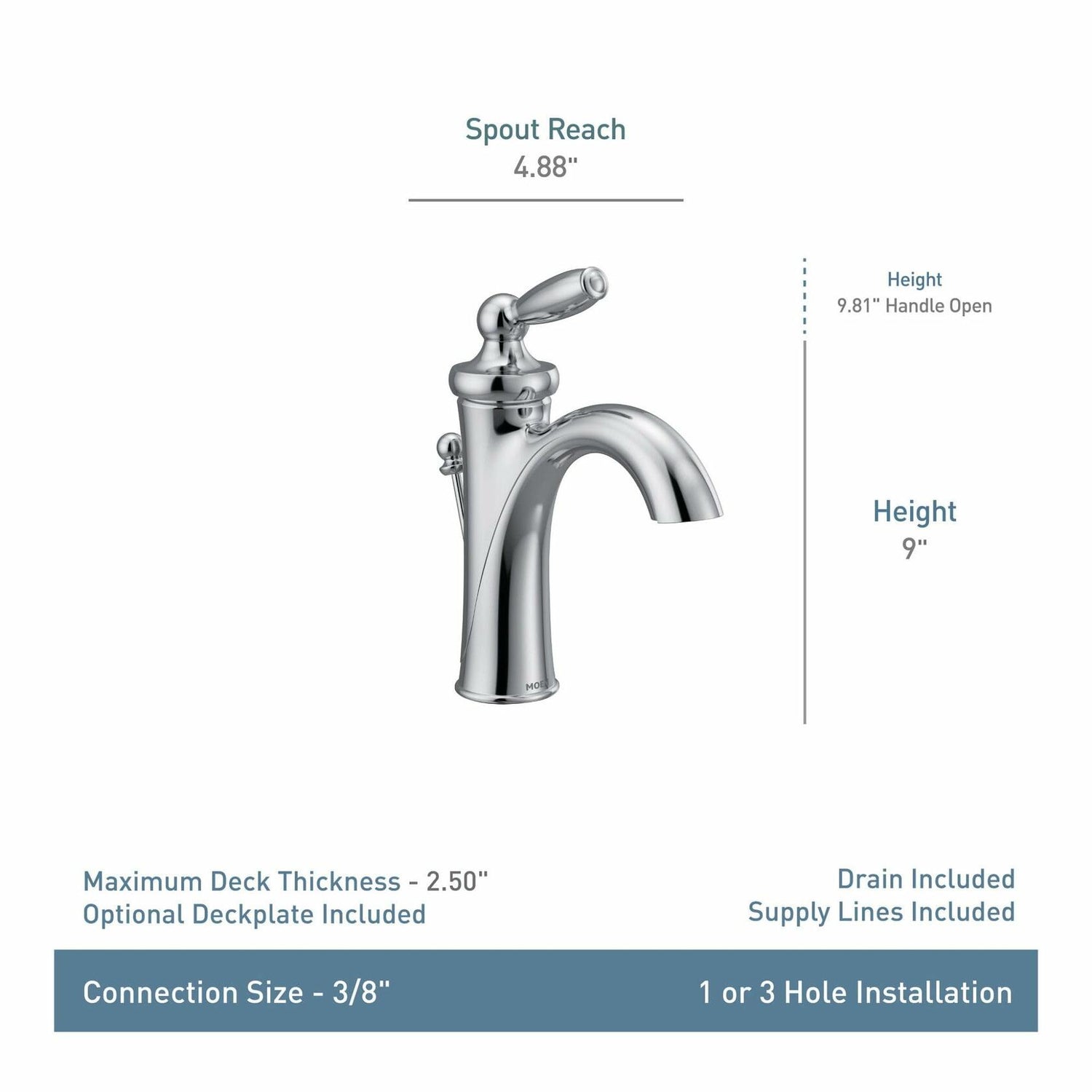 MOEN Brantford 6600 Single Hole Single-Handle High-Arc Bathroom Faucet in Chrome
