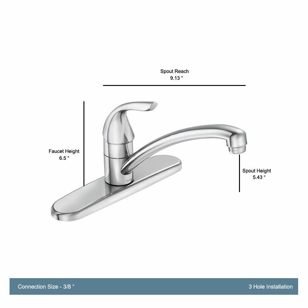 MOEN Adler 87201 Single-Handle Low Arc Kitchen Faucet in Chrome with Tool Free Install