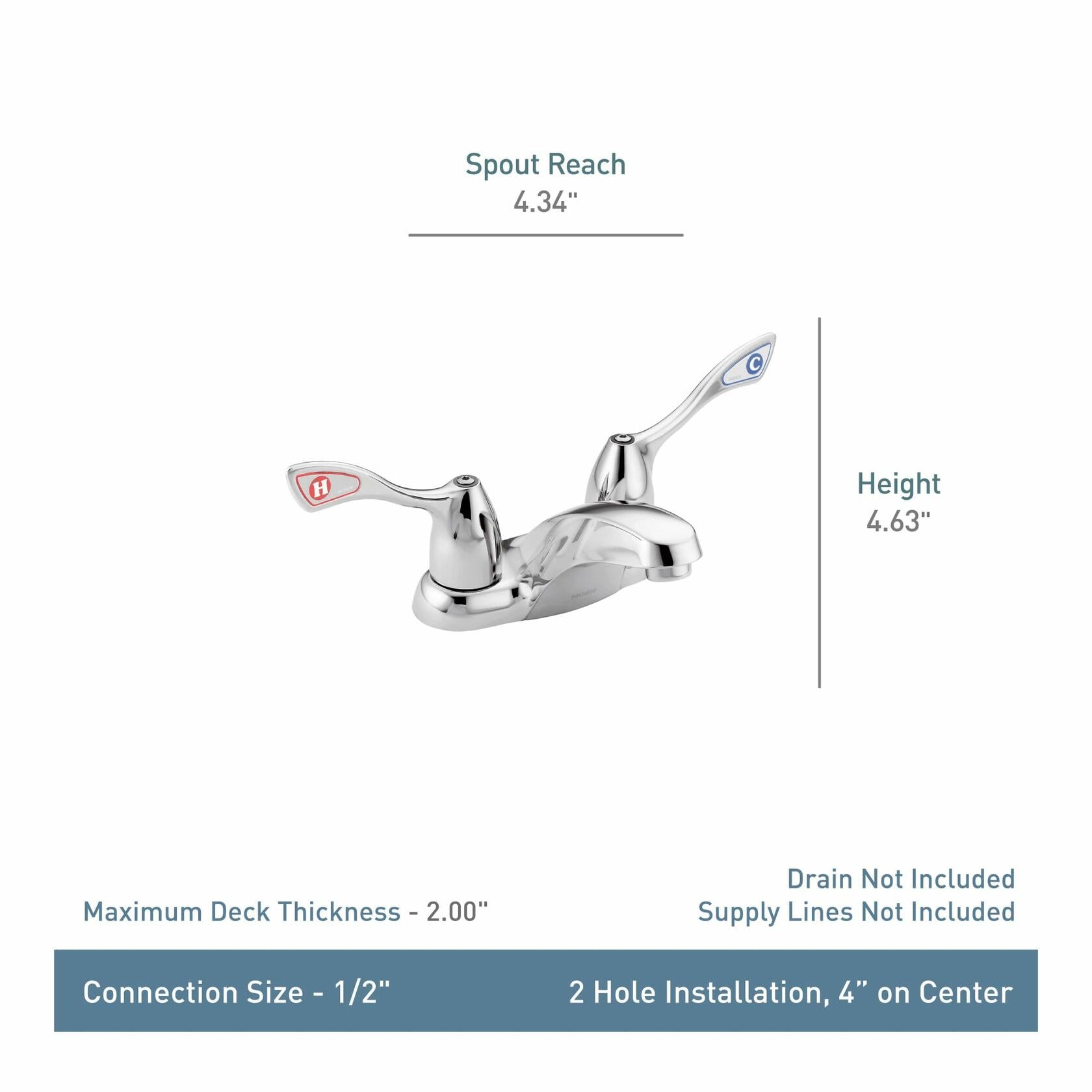 Moen 8800 M-Bition 4-Inch Two Handle Centerset Lavatory Faucet 1.5 gpm, 1, Chrome