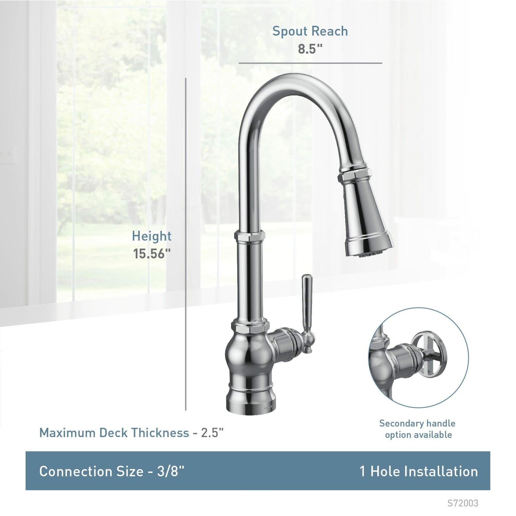 MOEN Paterson S72003 Single-Handle Pull-Down Sprayer Kitchen Faucet with Reflex and PowerBoost in Chrome