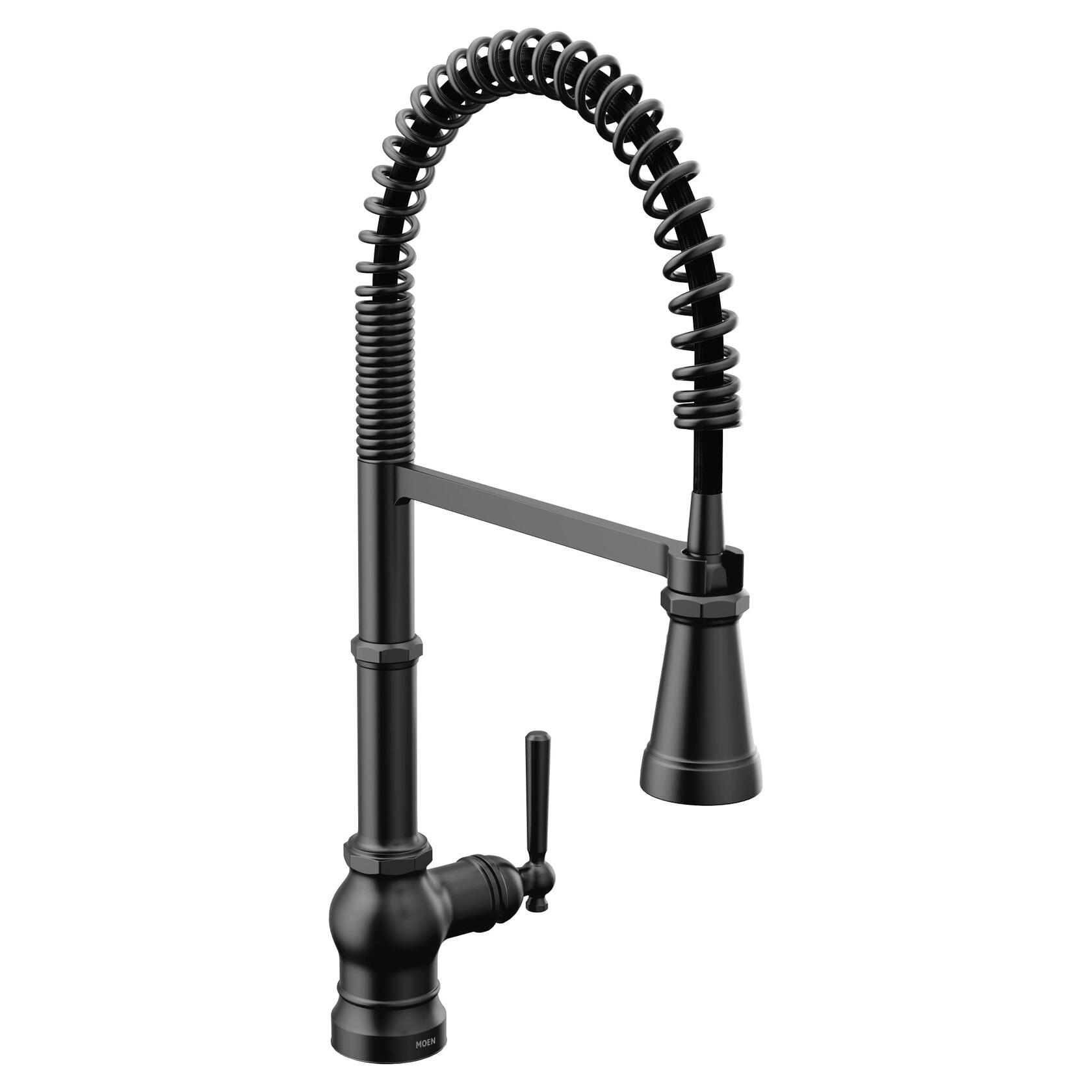 MOEN Paterson S72103BL Single-Handle Pre-Rinse Spring Pulldown Sprayer Kitchen Faucet with Power Clean in Matte Black