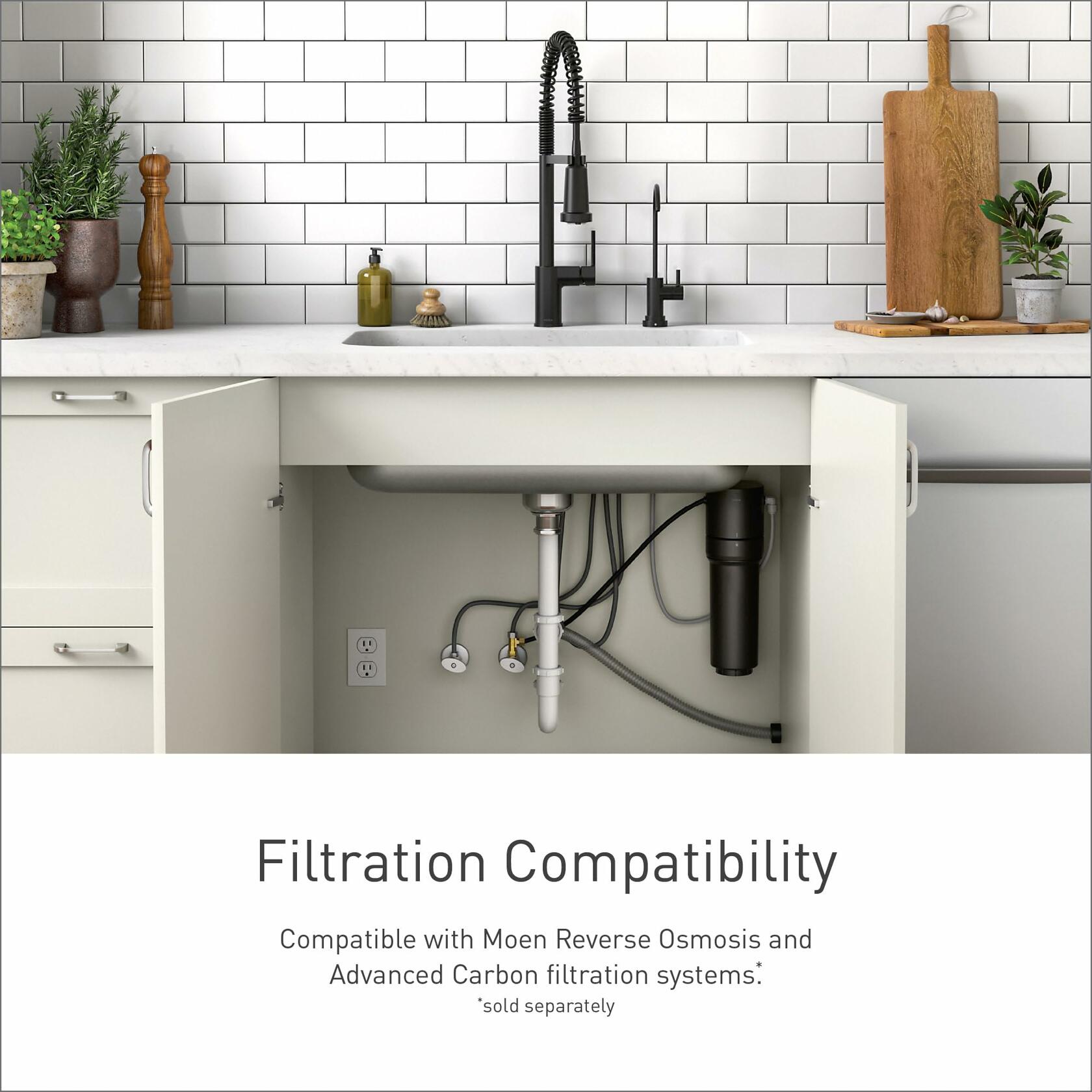 MOEN SIP F7660BL Single Handle Deck-Mount Filtered Kitchen Faucet in Matte Black