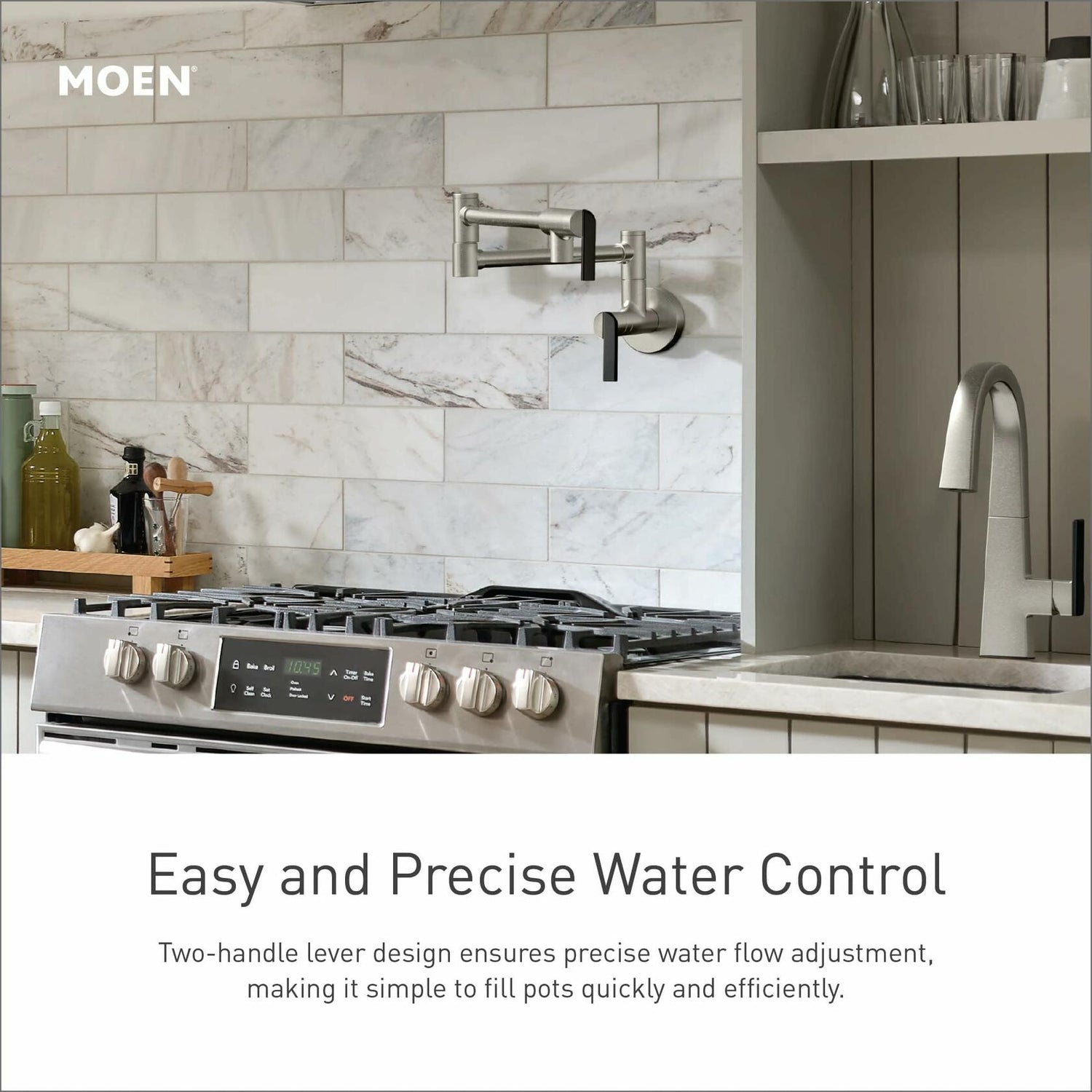 MOEN Modern S665BL Wall Mount Folding Swing Arm Pot Filler in Matte Black