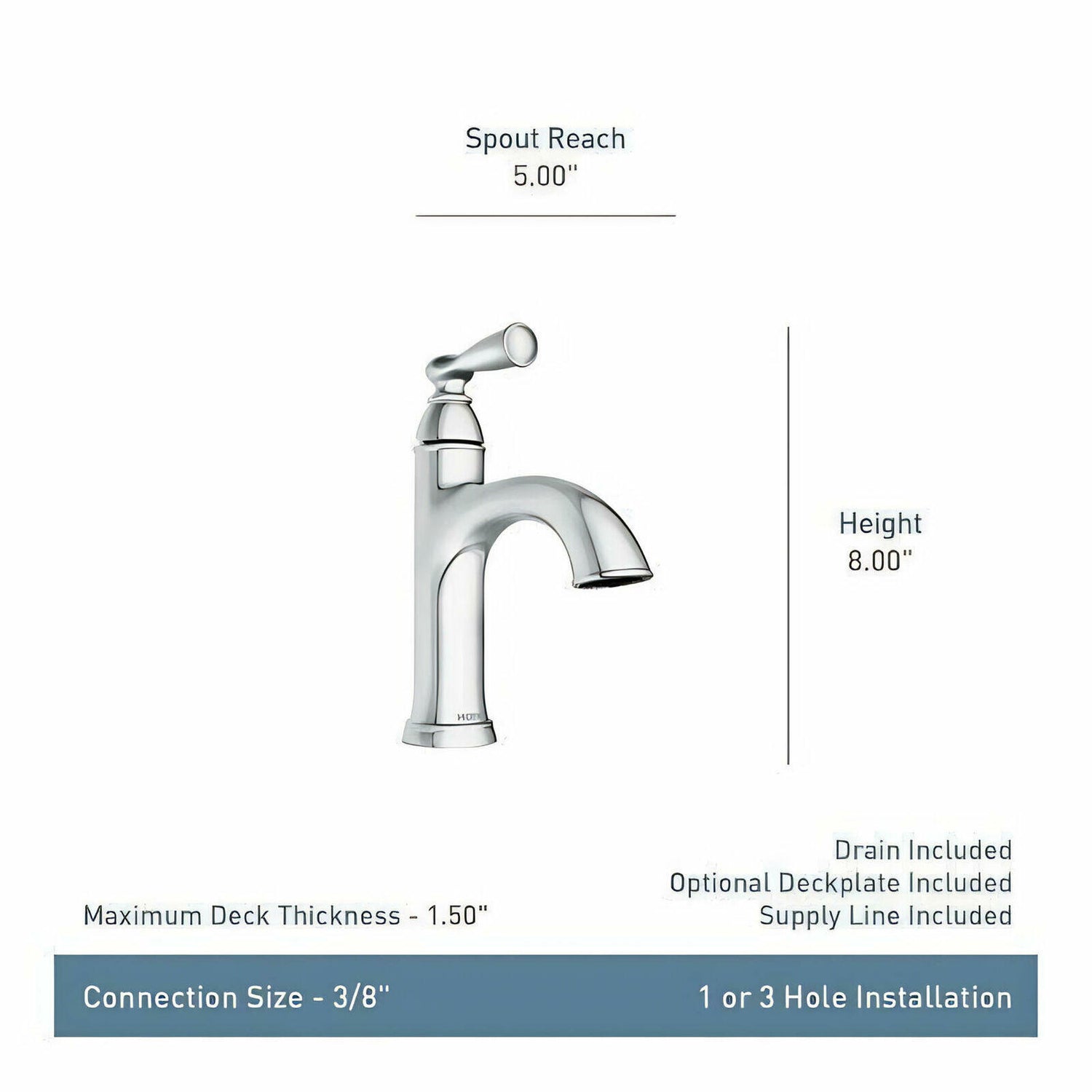 MOEN Banbury 84945 Single Handle Single Hole Bathroom Faucet in Chrome