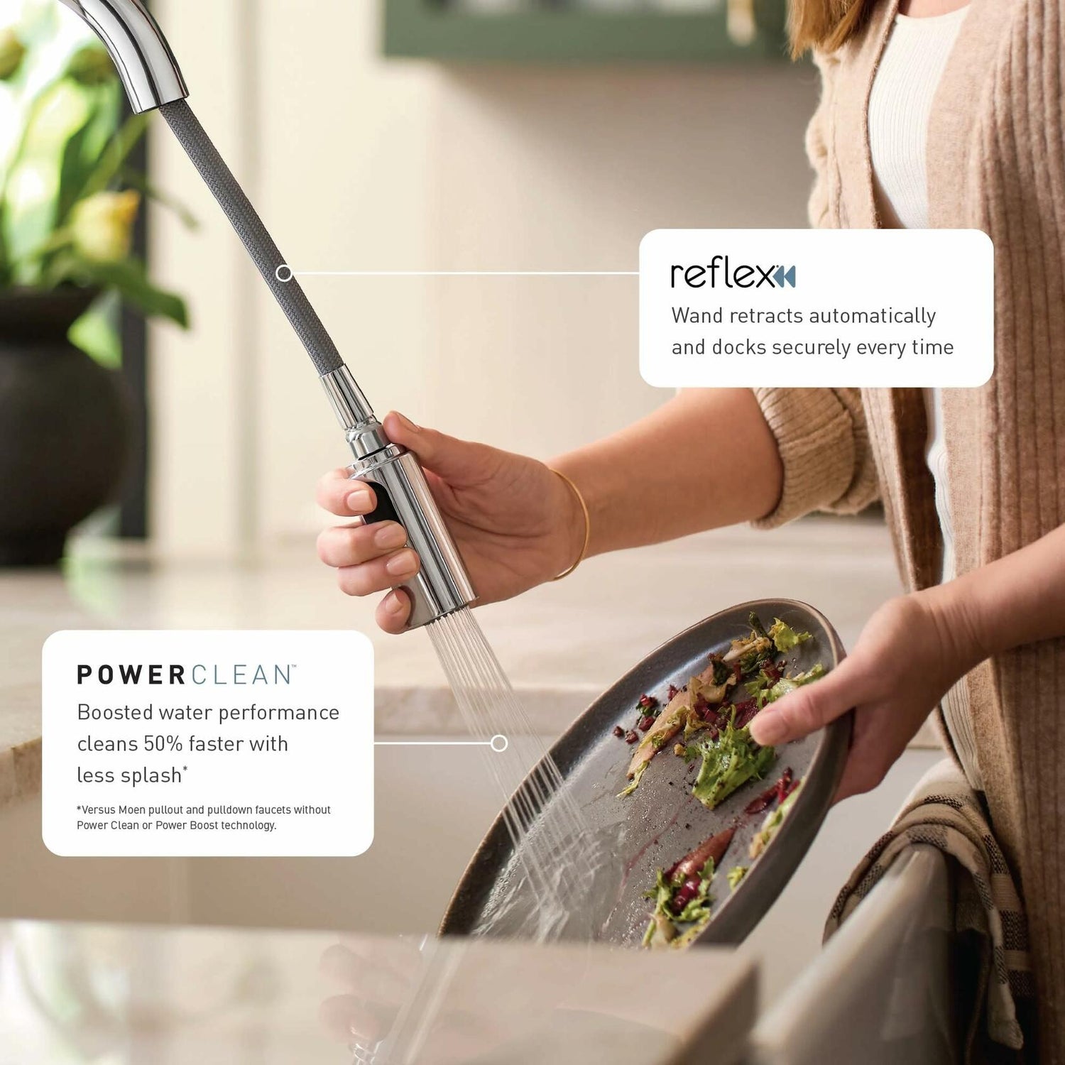 MOEN Adler 87233EWC Touchless Single-Handle Pull-Down Sprayer Kitchen Faucet with MotionSense Wave and Power Clean in Polished Chrome