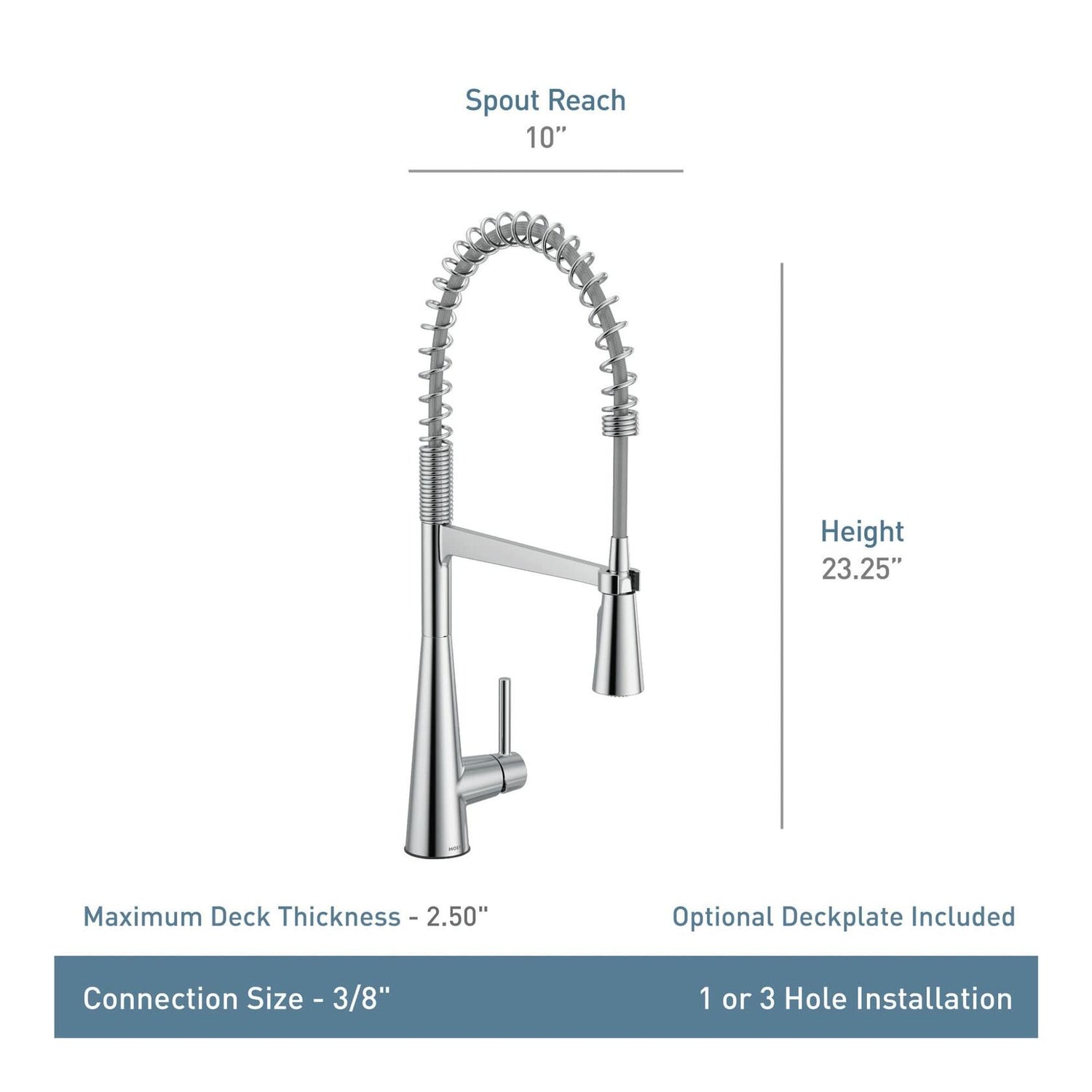 MOEN Sleek 5925BL High Spring Pull Down Sprayer Kitchen Faucet with 360 Degree Spout Swivel and Power Boost in Matte Black