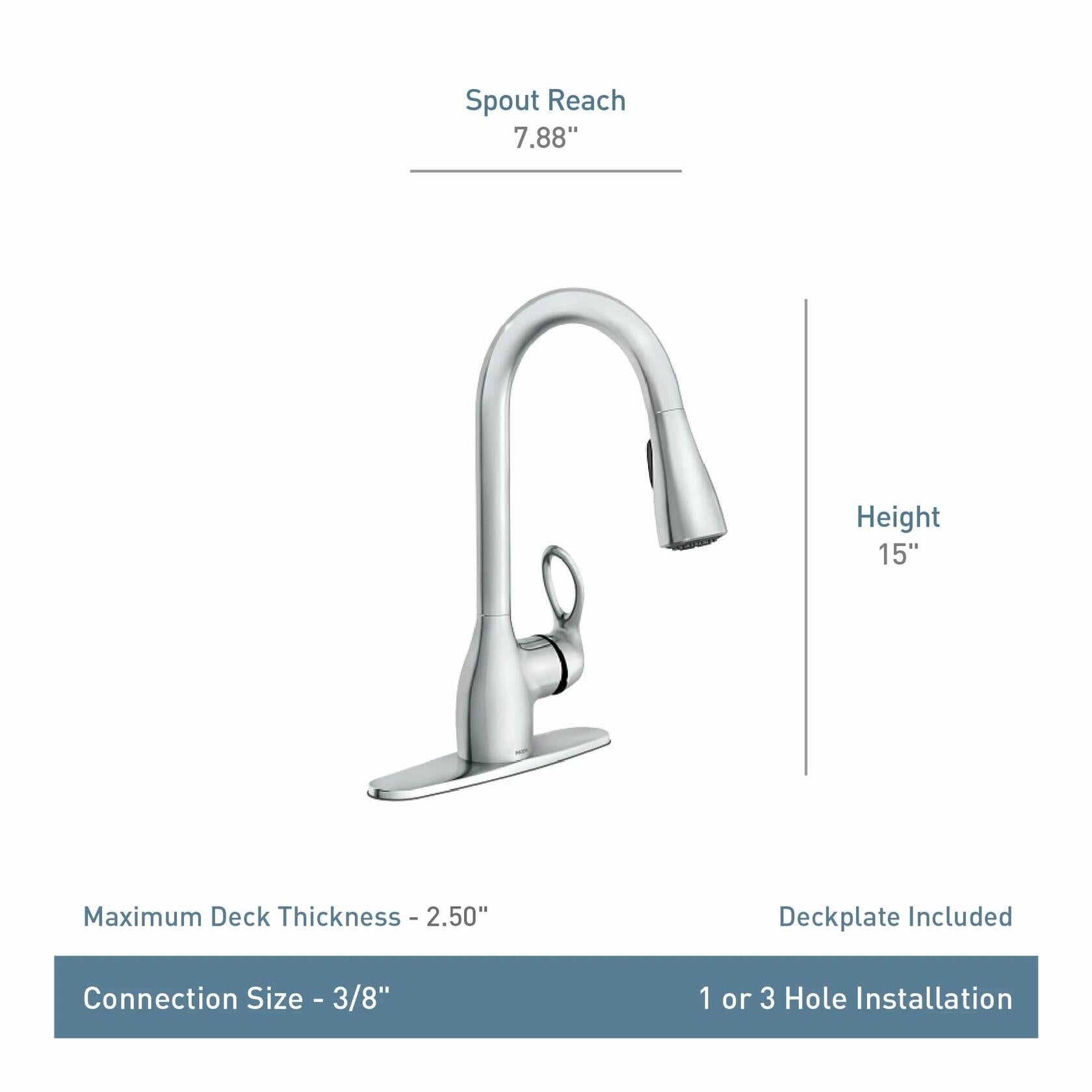 MOEN Kleo CA87011SRS Single-Handle Pull-Down Sprayer Kitchen Faucet with Reflex and Power Clean in Spot Resist Stainless