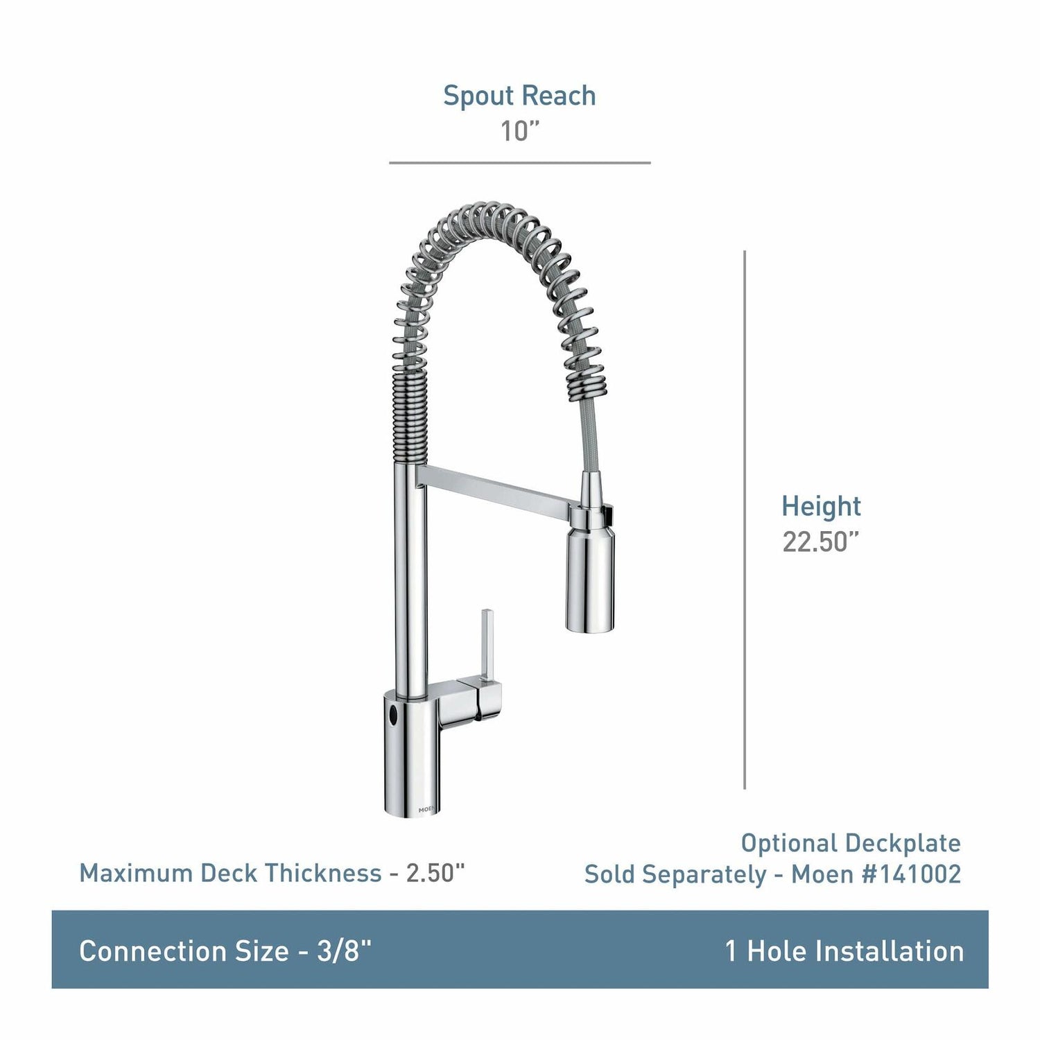 MOEN Align 5923EWSRS Single Handle Pre-Rinse Spring Pulldown Kitchen Faucet with MotionSense Wave and Power Clean in Spot Resist Stainless
